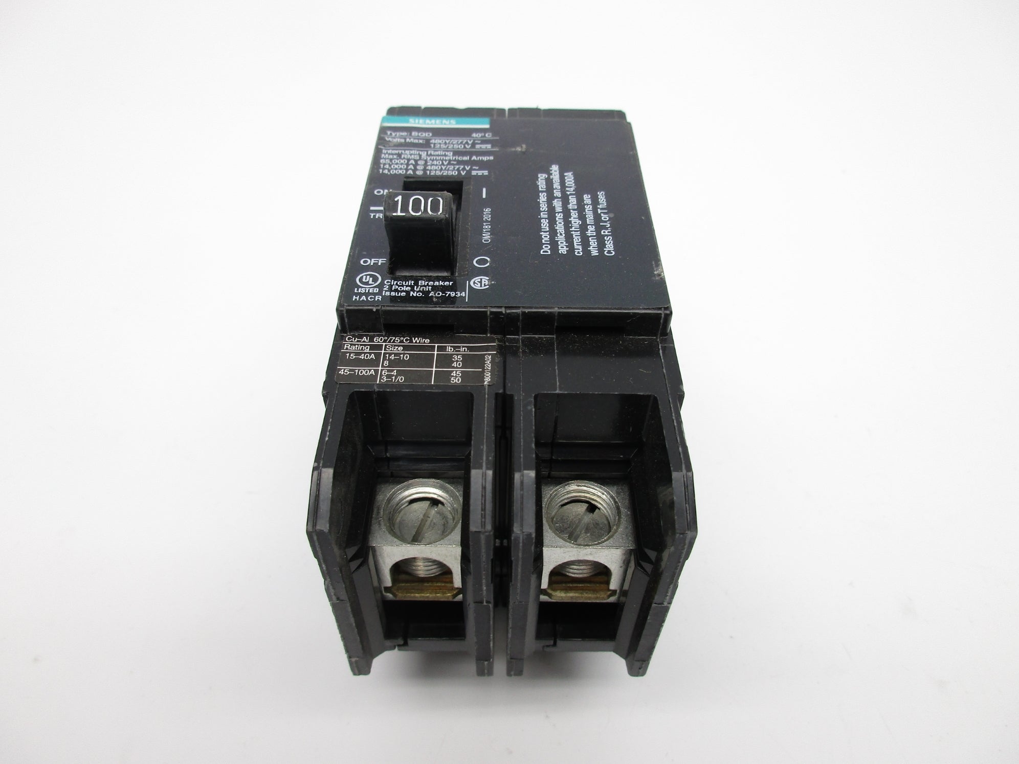 SIEMENS BQD2100 100A 480/277V UNMP