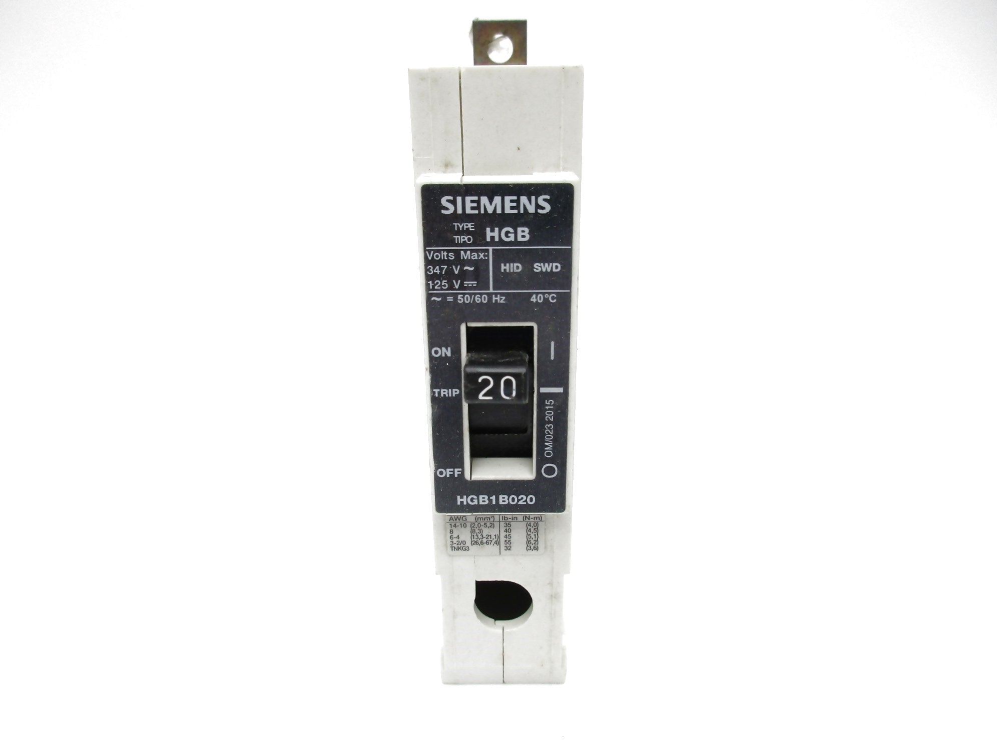 SIEMENS HGB1B020 20A 125V UNMP