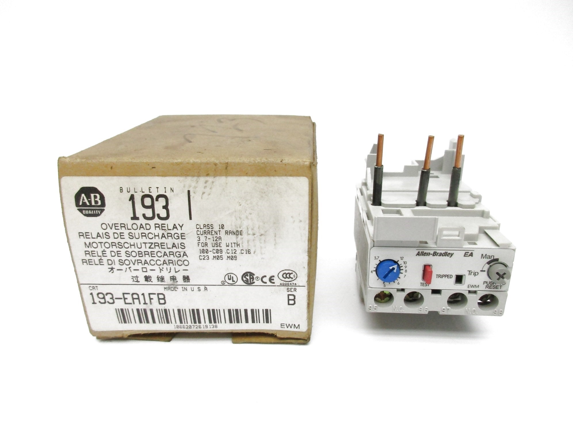ALLEN BRADLEY 193-EA1FB SER. B 600V 3.7-12A (BR/WH) NSMP