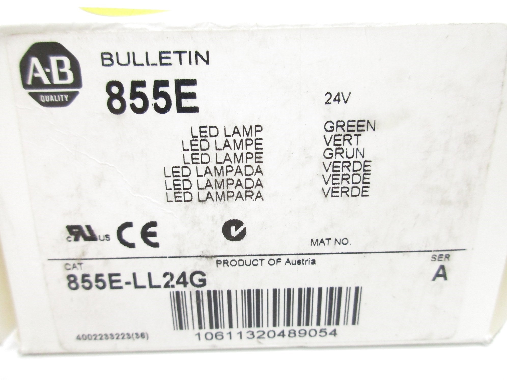 ALLEN BRADLEY 855E-LL24G SER. A 24V (WH) NSMP