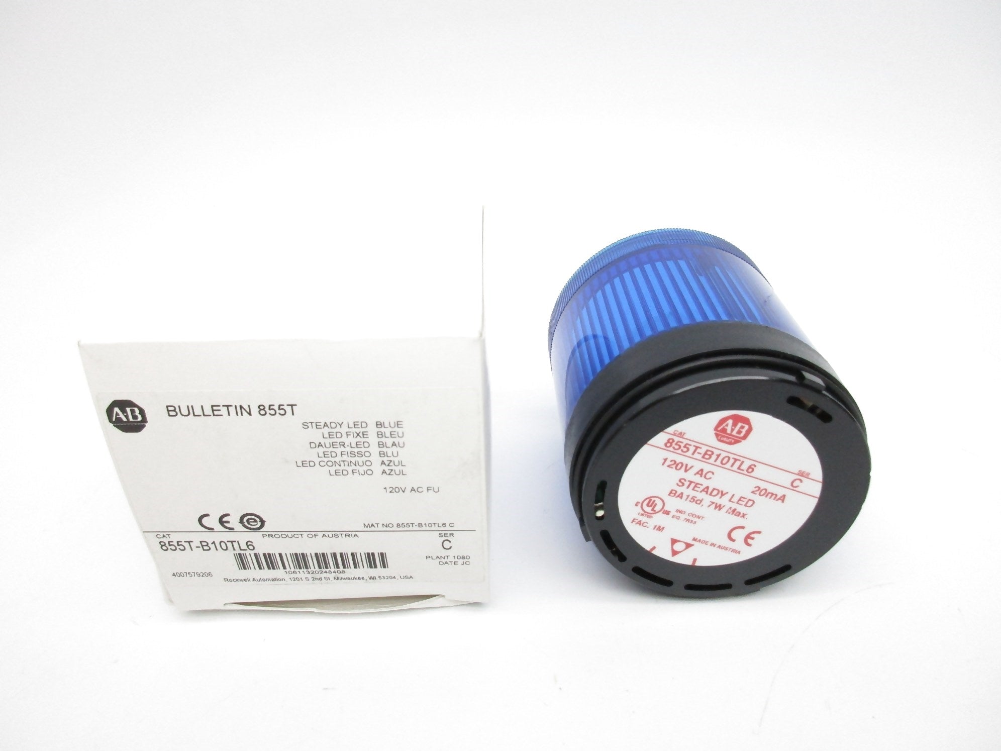 ALLEN BRADLEY 855T-B10TL6 SER. C 120V (WH) NSMP