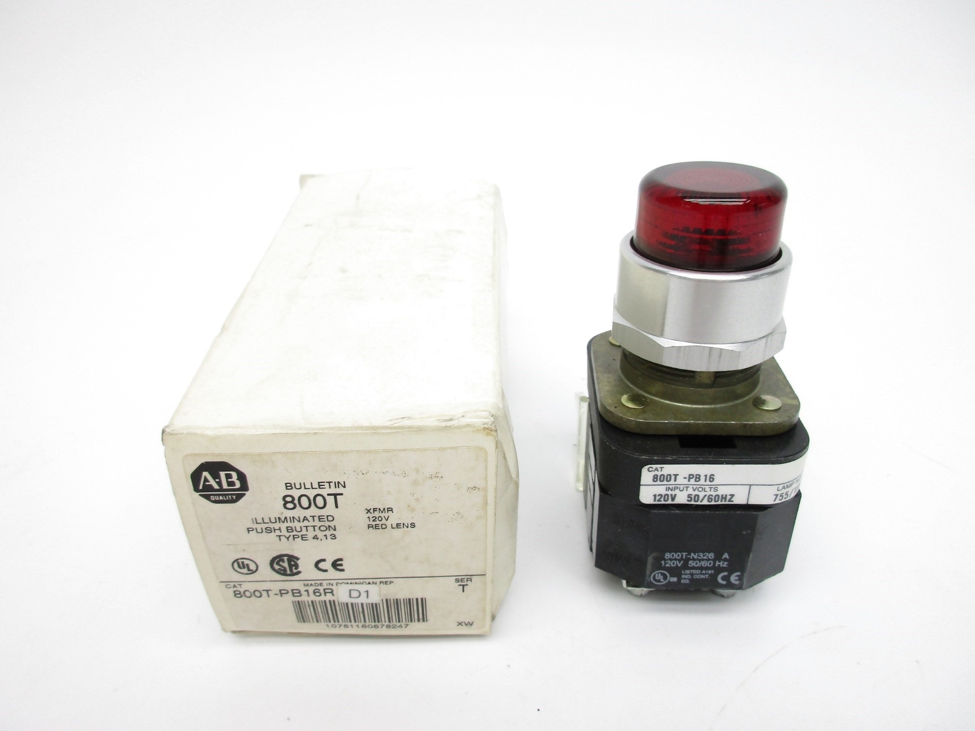 ALLEN BRADLEY 800T-PB16R SER. T 120V (WH) NSMP