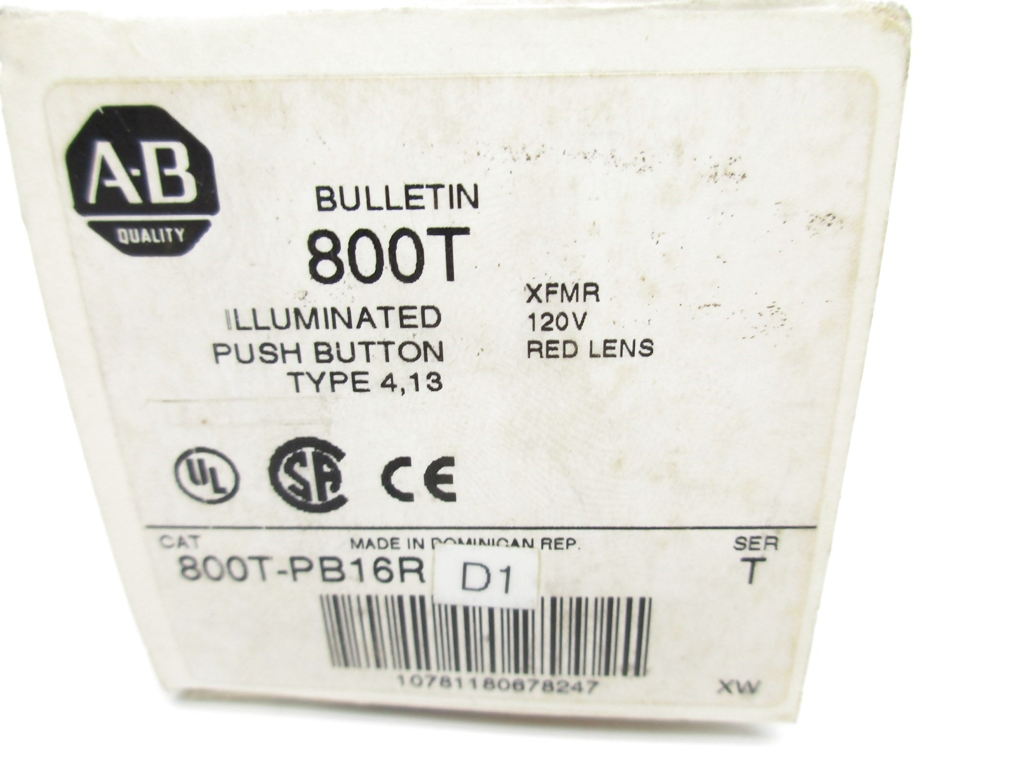 ALLEN BRADLEY 800T-PB16R SER. T 120V (WH) NSMP