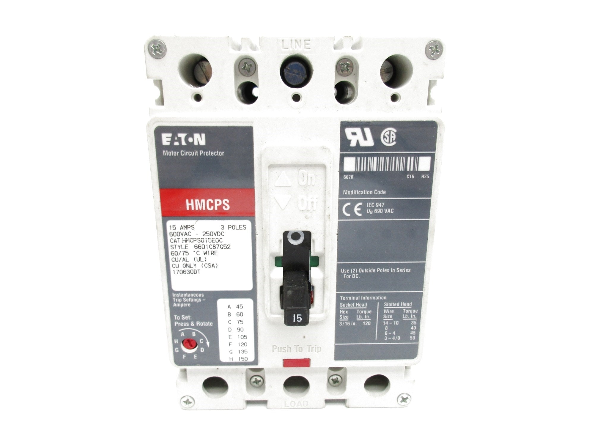 EATON HMCPS015E0C 600VAC 15A NSNP