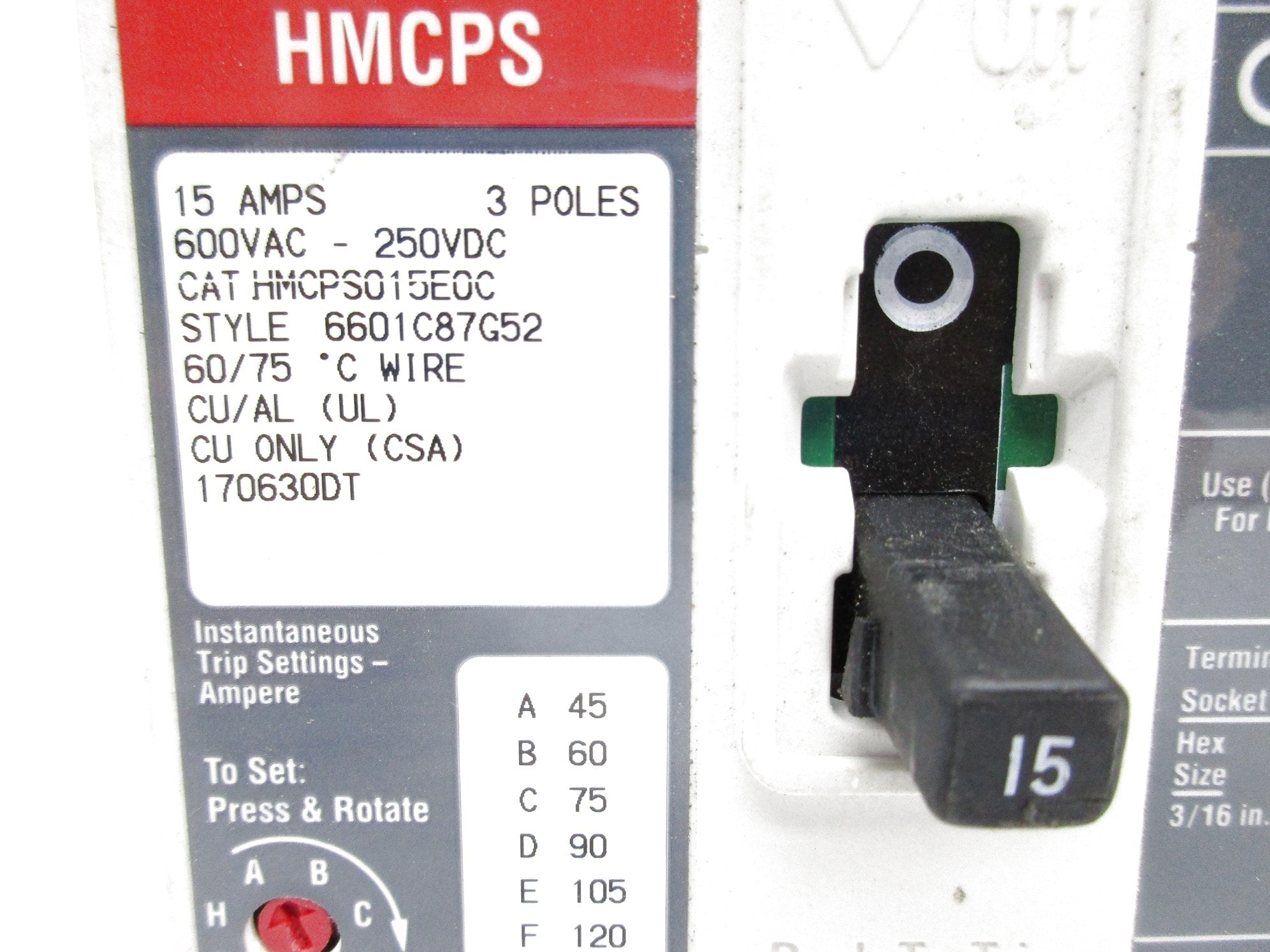 EATON HMCPS015E0C 600VAC 15A NSNP