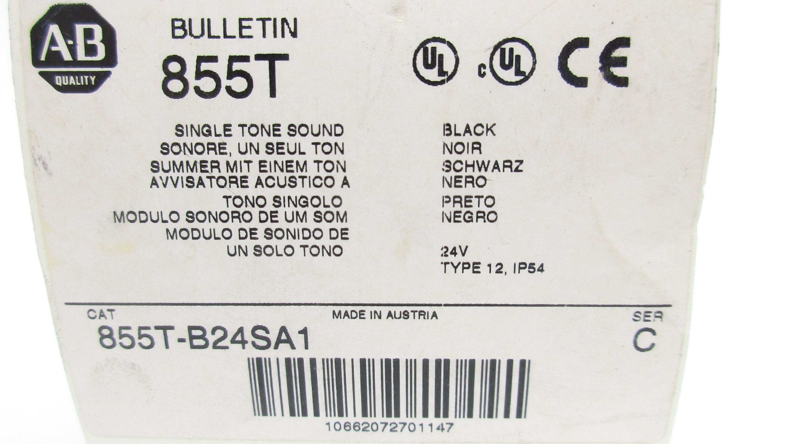 ALLEN BRADLEY 855T-B24SA1 SER. C 24VAC/DC (WH) NSMP