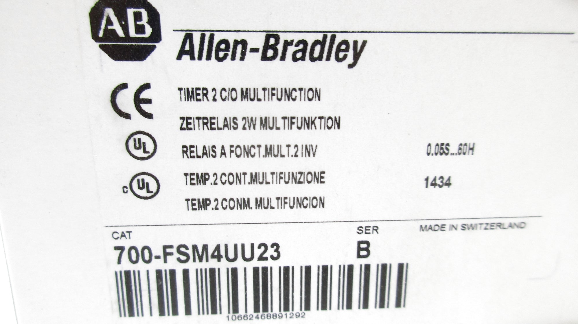 ALLEN BRADLEY 700-FSM4UU23 SER. B 250VAC 8A 0.05S-60H (WH) NSMP