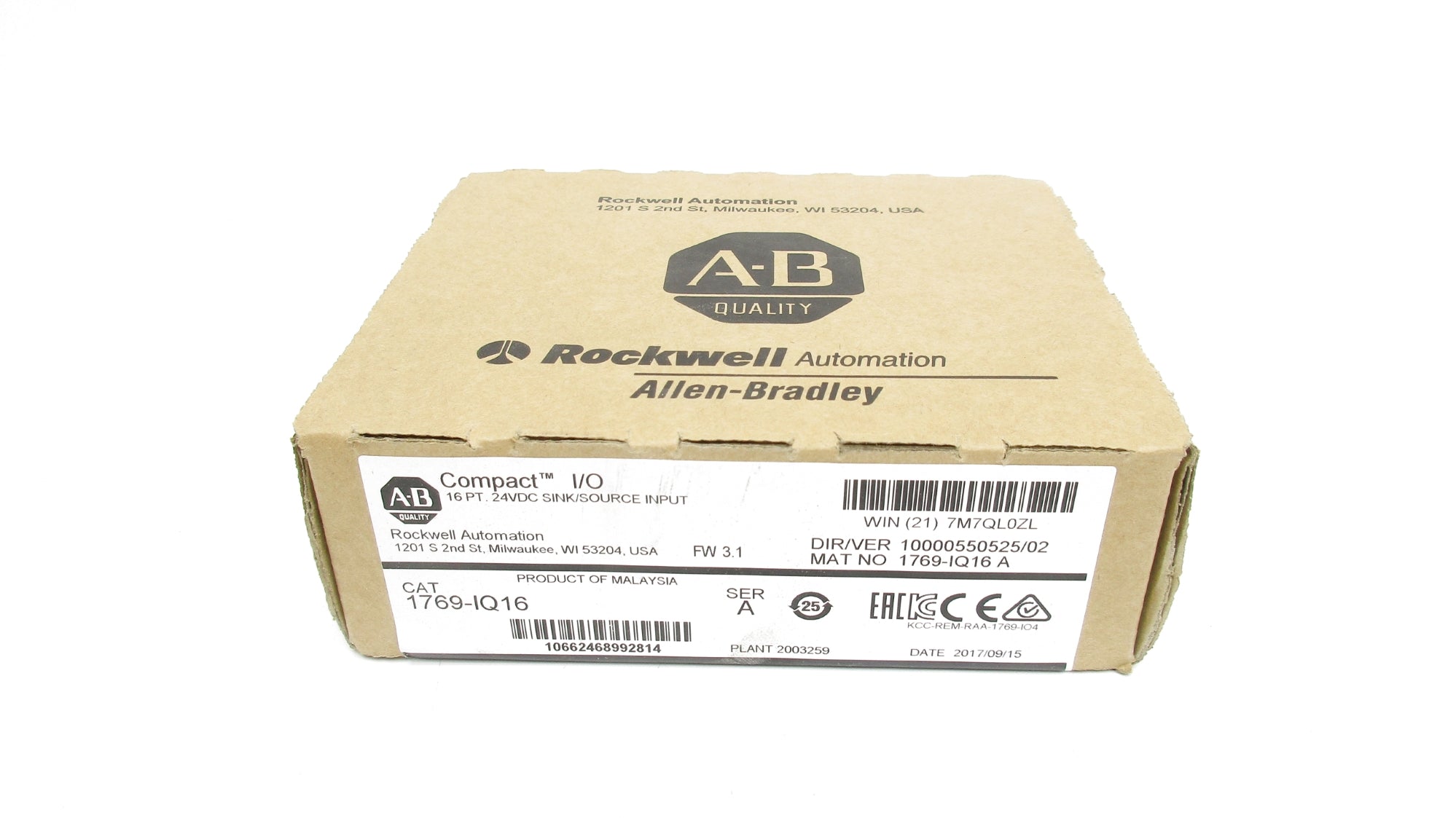 ALLEN BRADLEY 1769-IQ16 SER. A F/W 3.1 24VDC DATE: 2017 NSFS