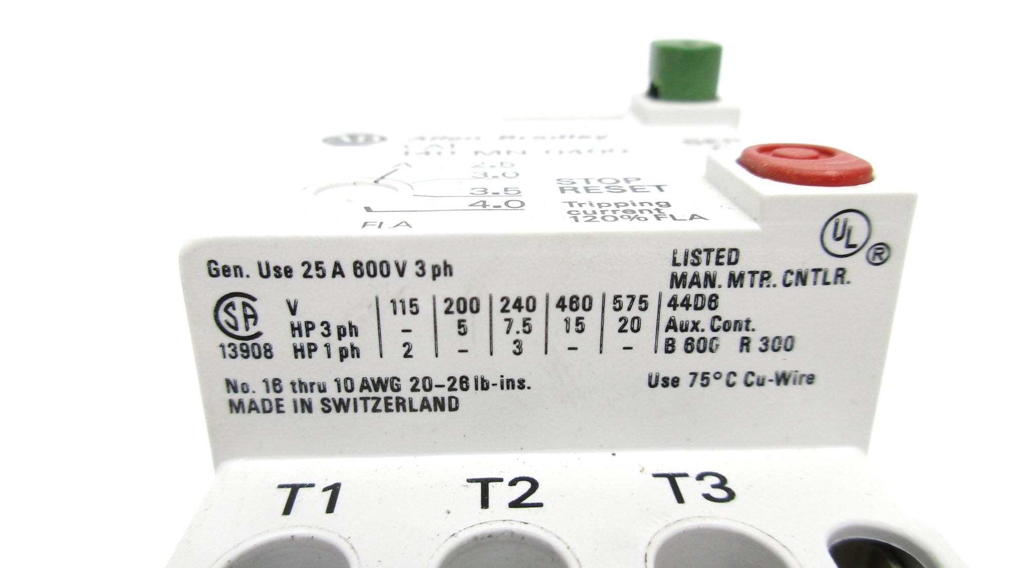 ALLEN BRADLEY 140-MN-0400 SER. C 600V 2.5-4.0A NSNP