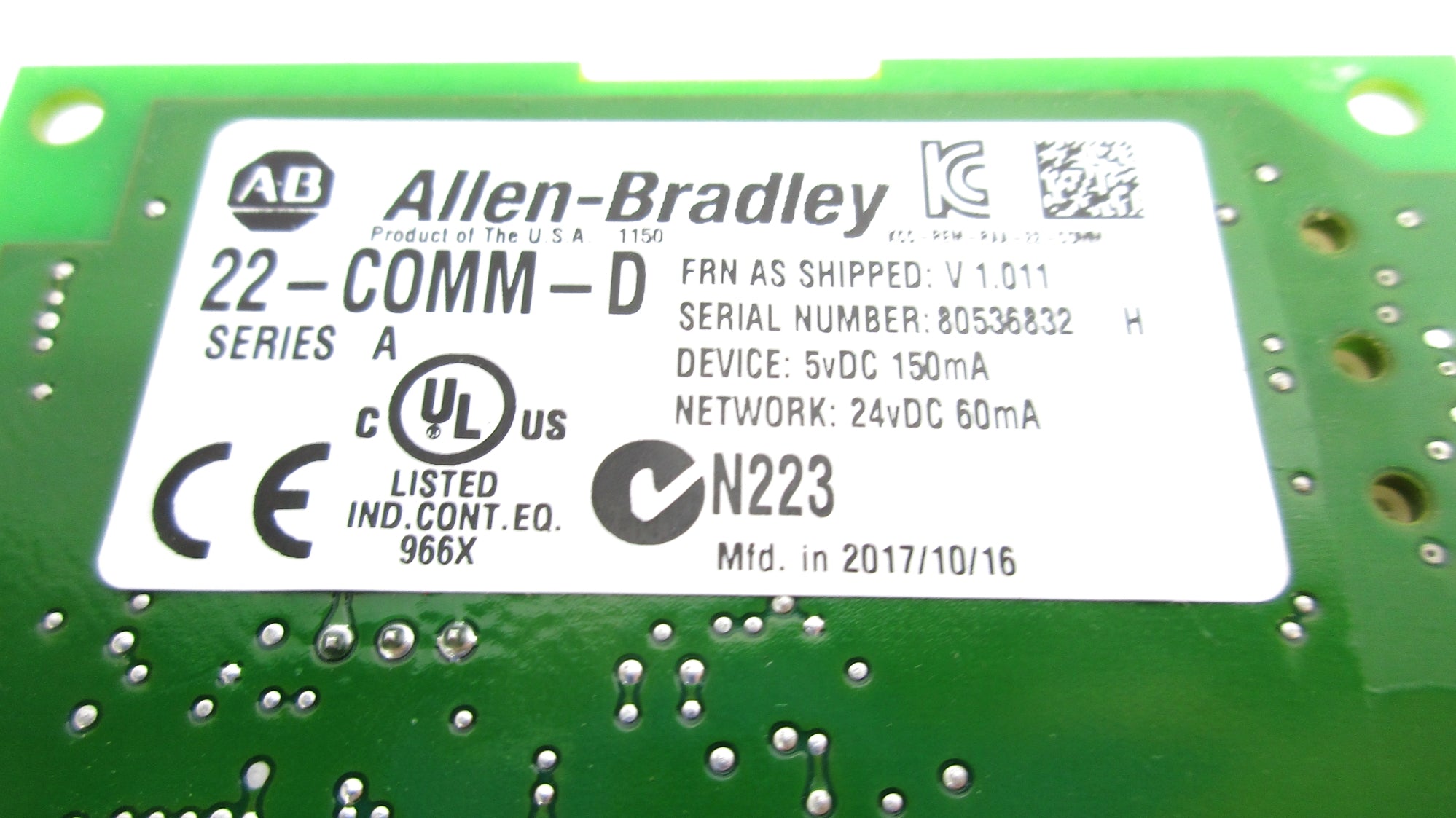 INDUSTRIAL SPARE PART 22-COMM-D SER. A F/W V1.011 24VDC NSNP