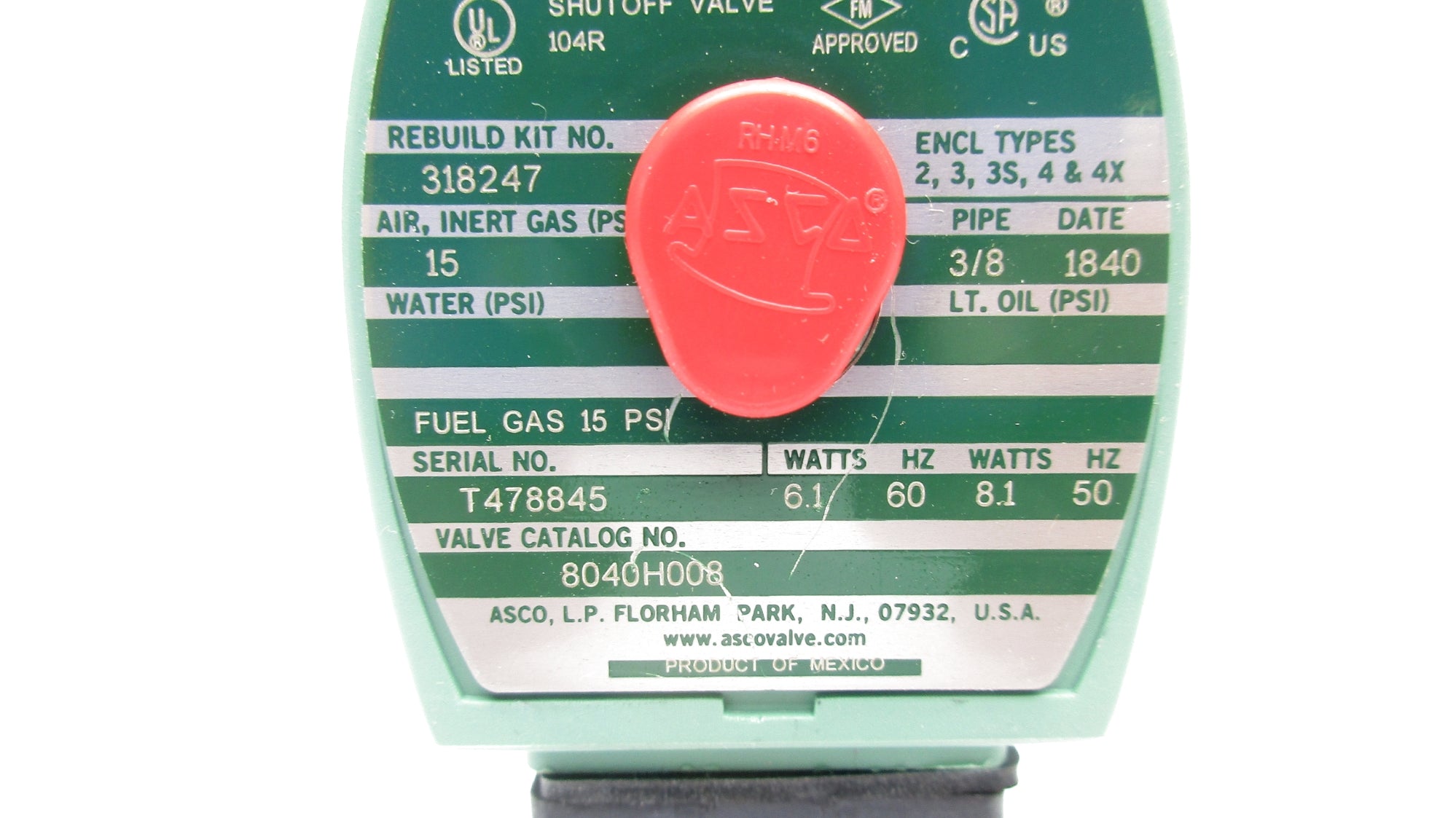 ASCO 8040H008 24V 15PSI 3/8" NSMP