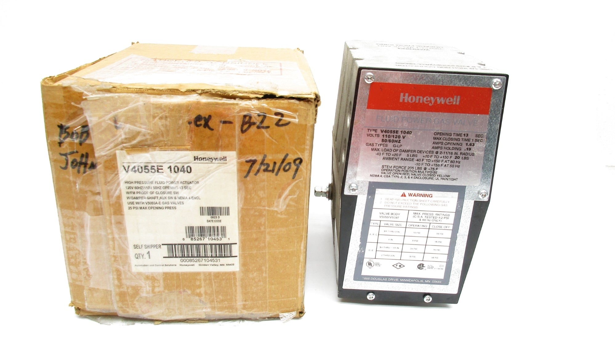 HONEYWELL V4055E1040 110/120V .19/1.63A 13S 25PSI NSMP