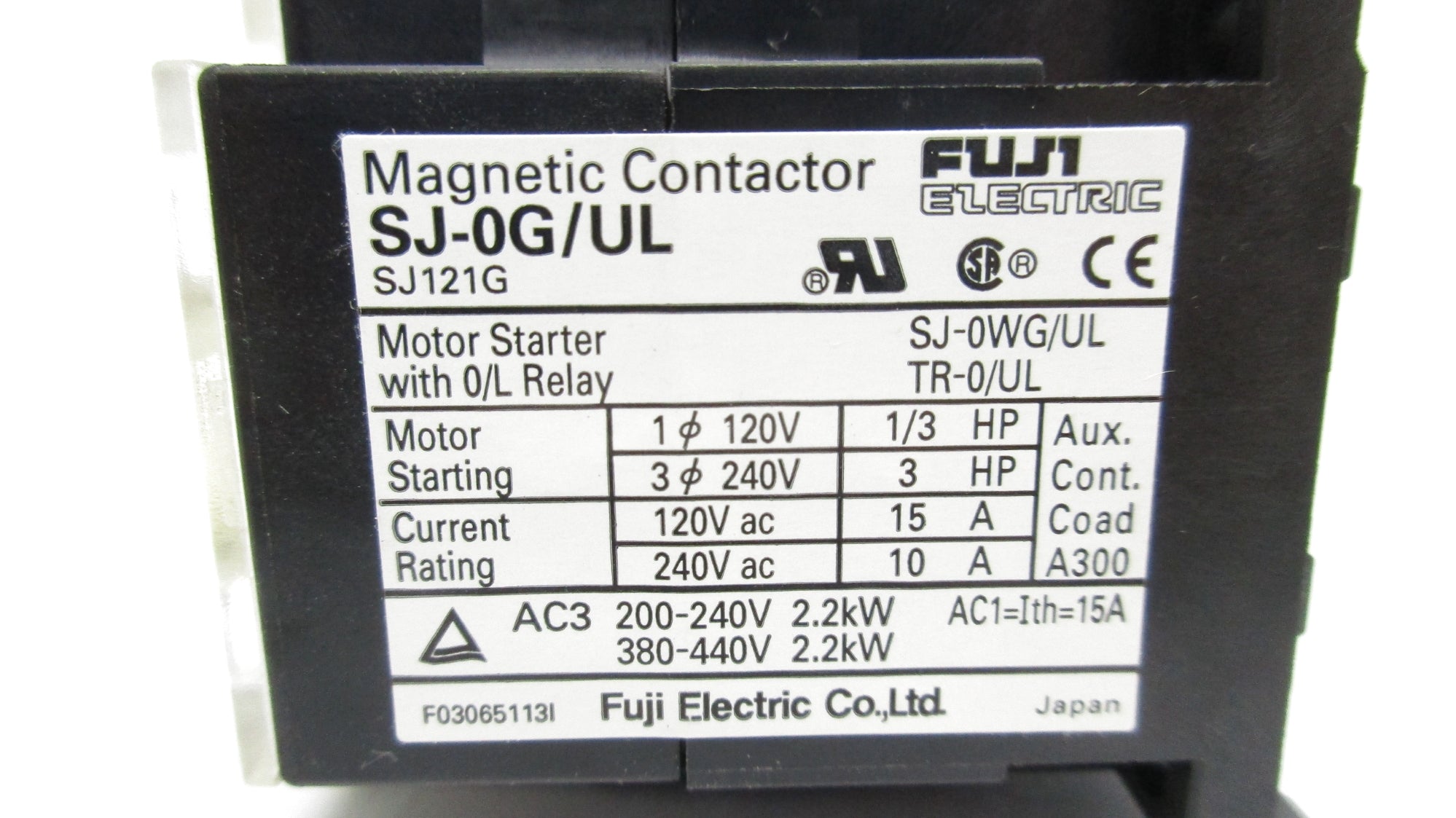 FUJI ELECTRIC SJ-0G/UL 24VDC 15A NSNP
