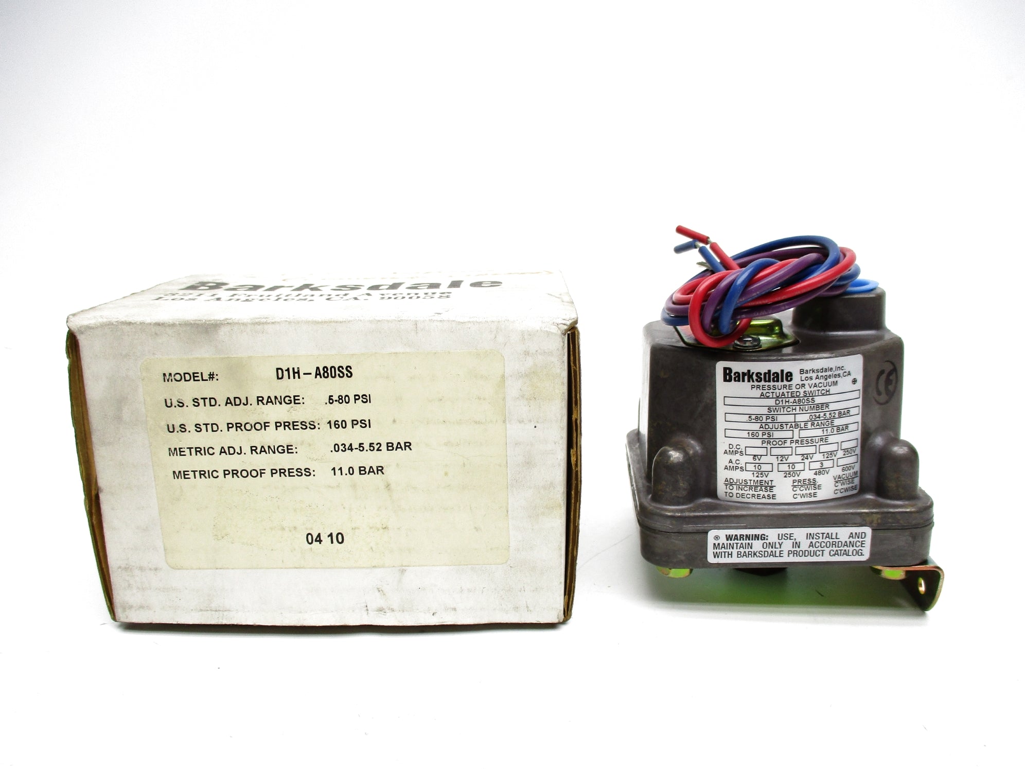 BARKSDALE D1H-A80SS 480VAC 3A .5-80PSI NSMP