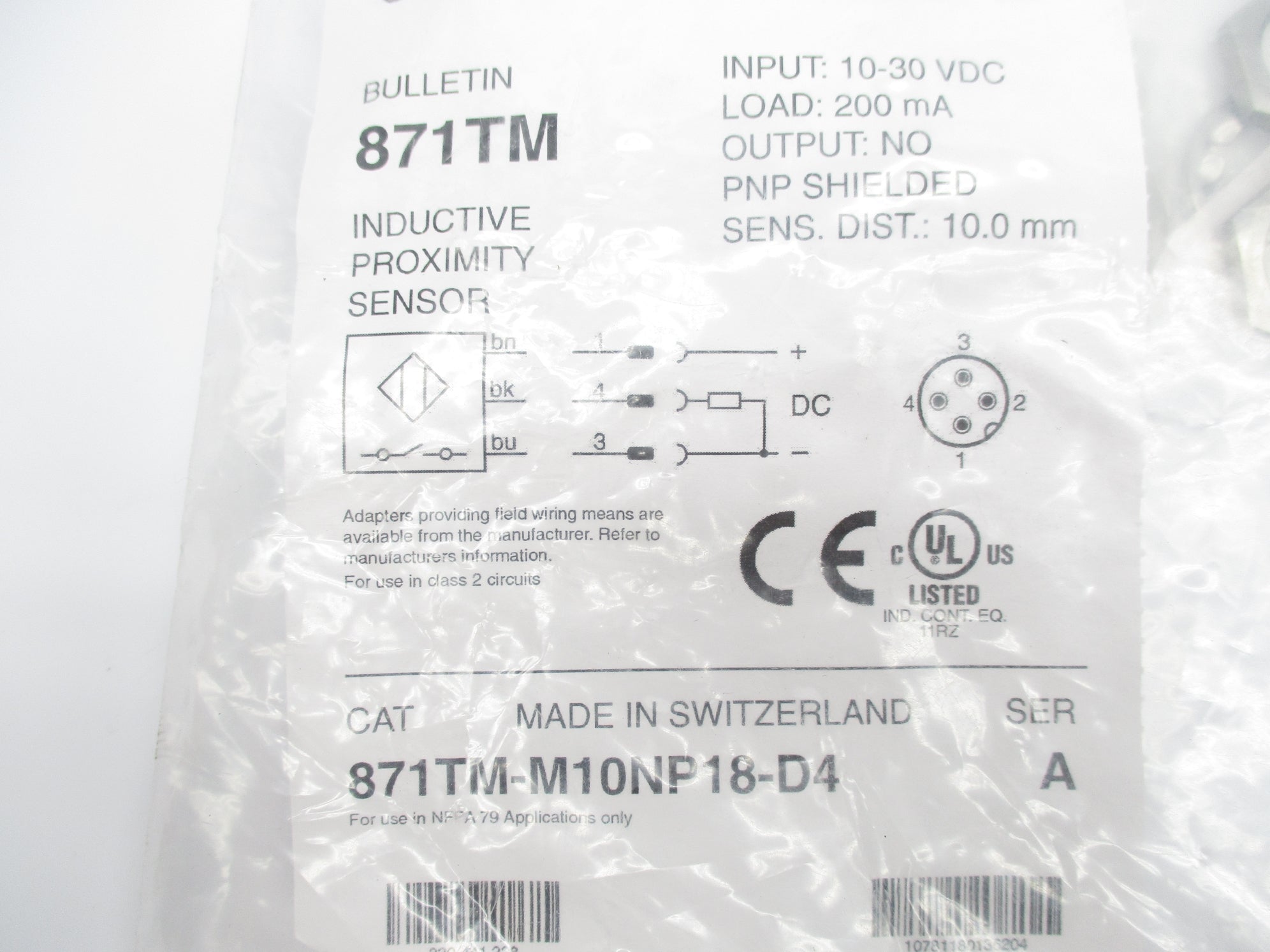 INDUSTRIAL SPARE PART 871TM-M10NP18-D4 SER. A 10-30VDC NSMP