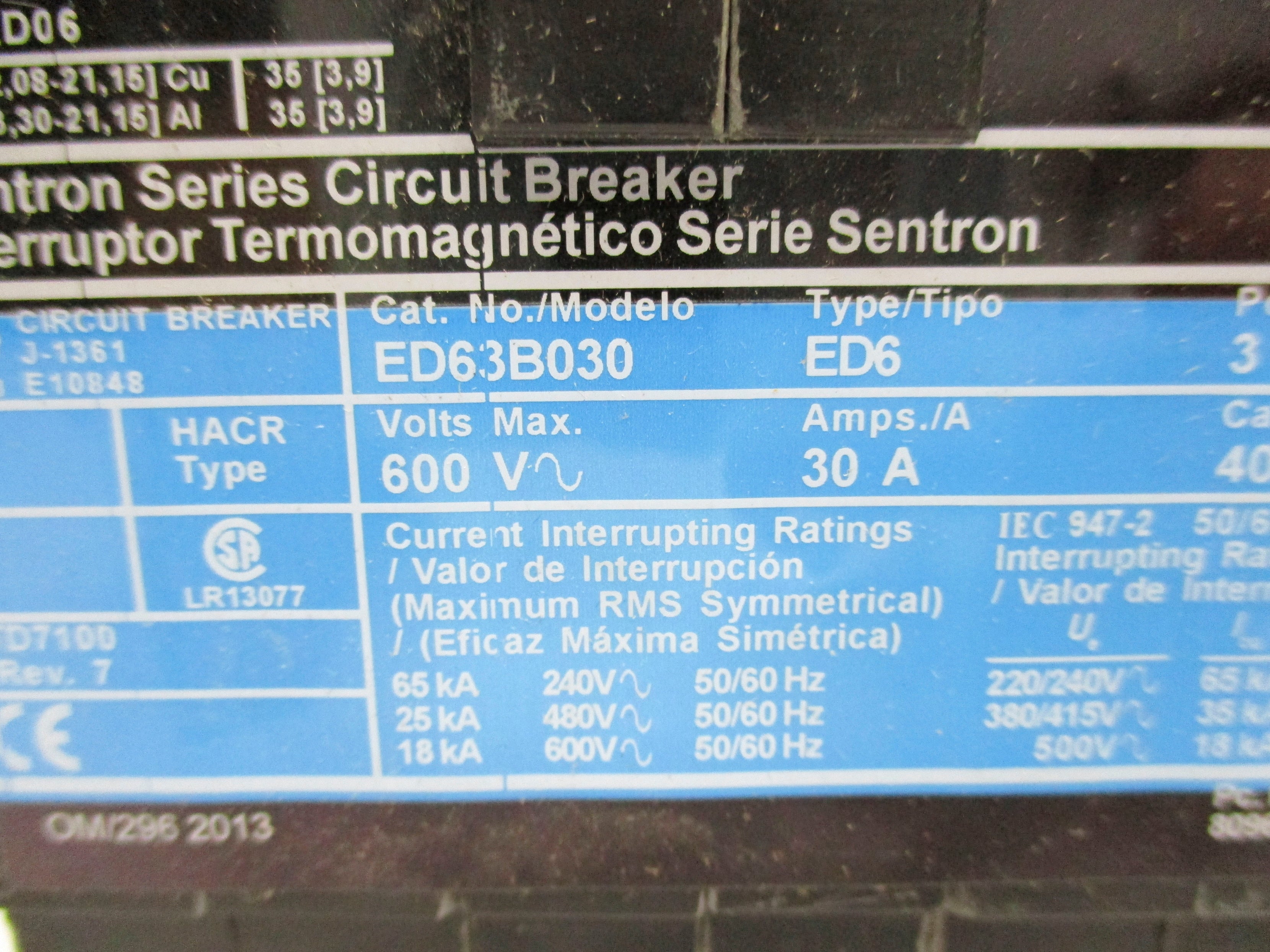 SIEMENS ED63B030 600V 30A NSMP