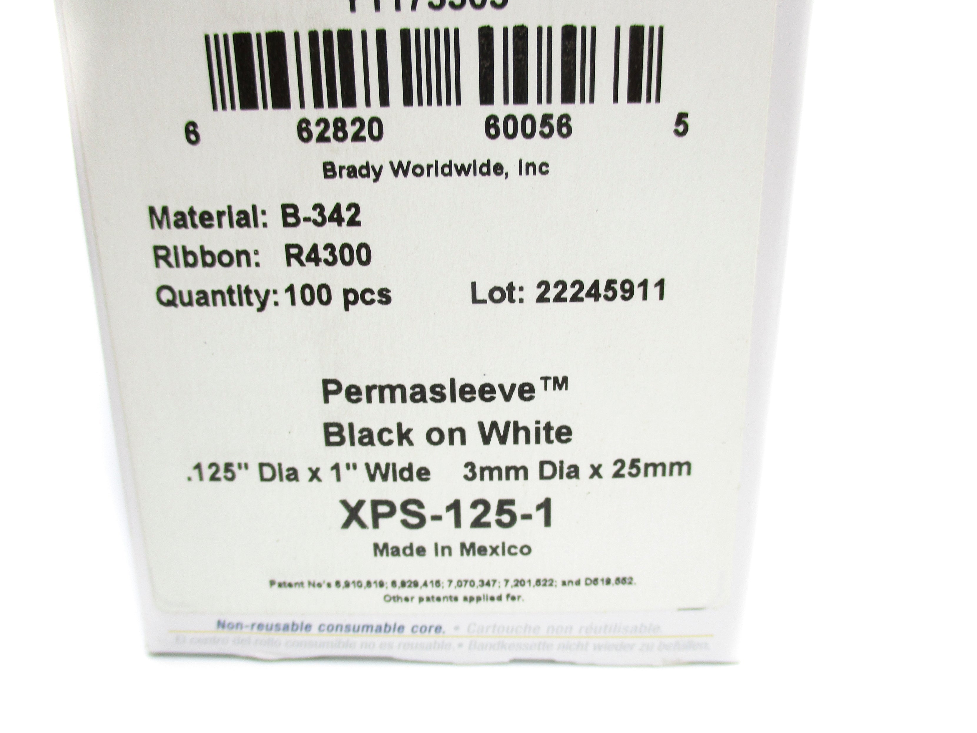 BRADY XPS-125-1 (PKG OF 100) NSMP