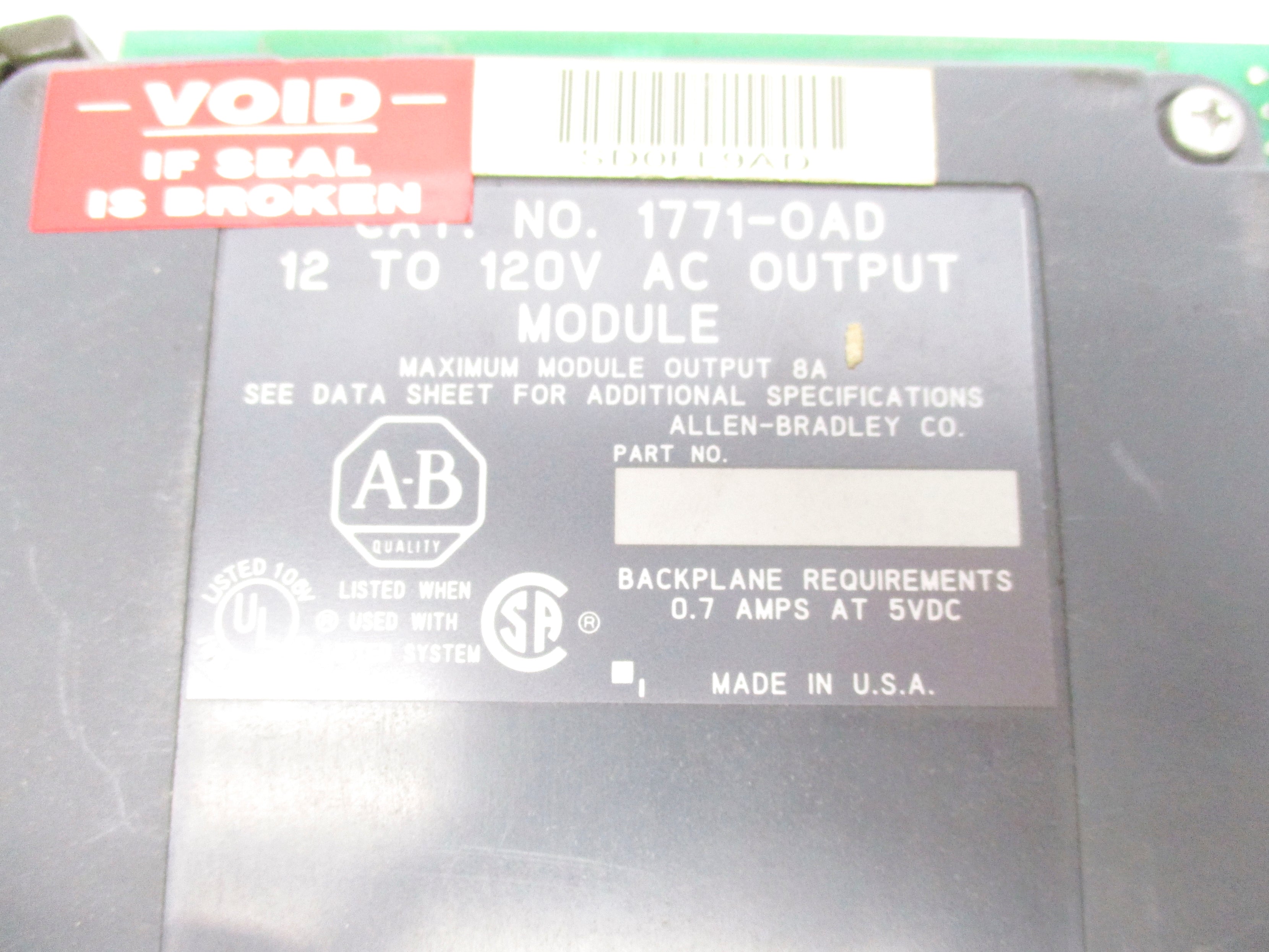 ALLEN BRADLEY 1771-OAD 12-120VAC UNMP