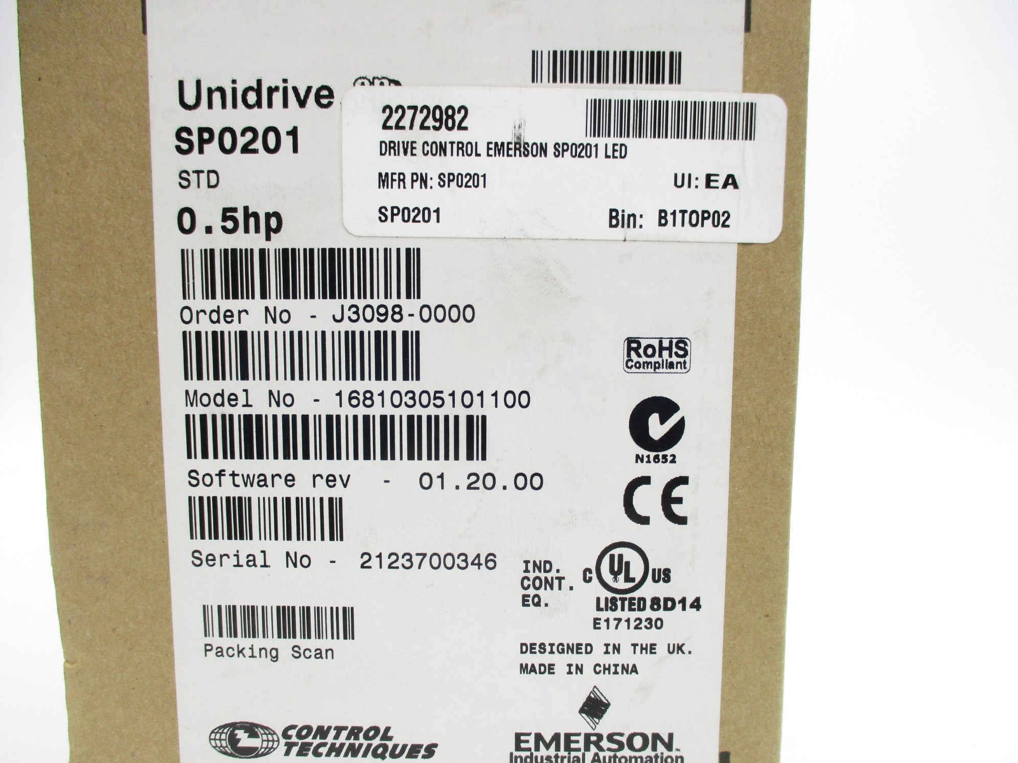 CONTROL TECHNIQUES SP0201 16810305101100 200-240V 5.0/3.2A NSMP