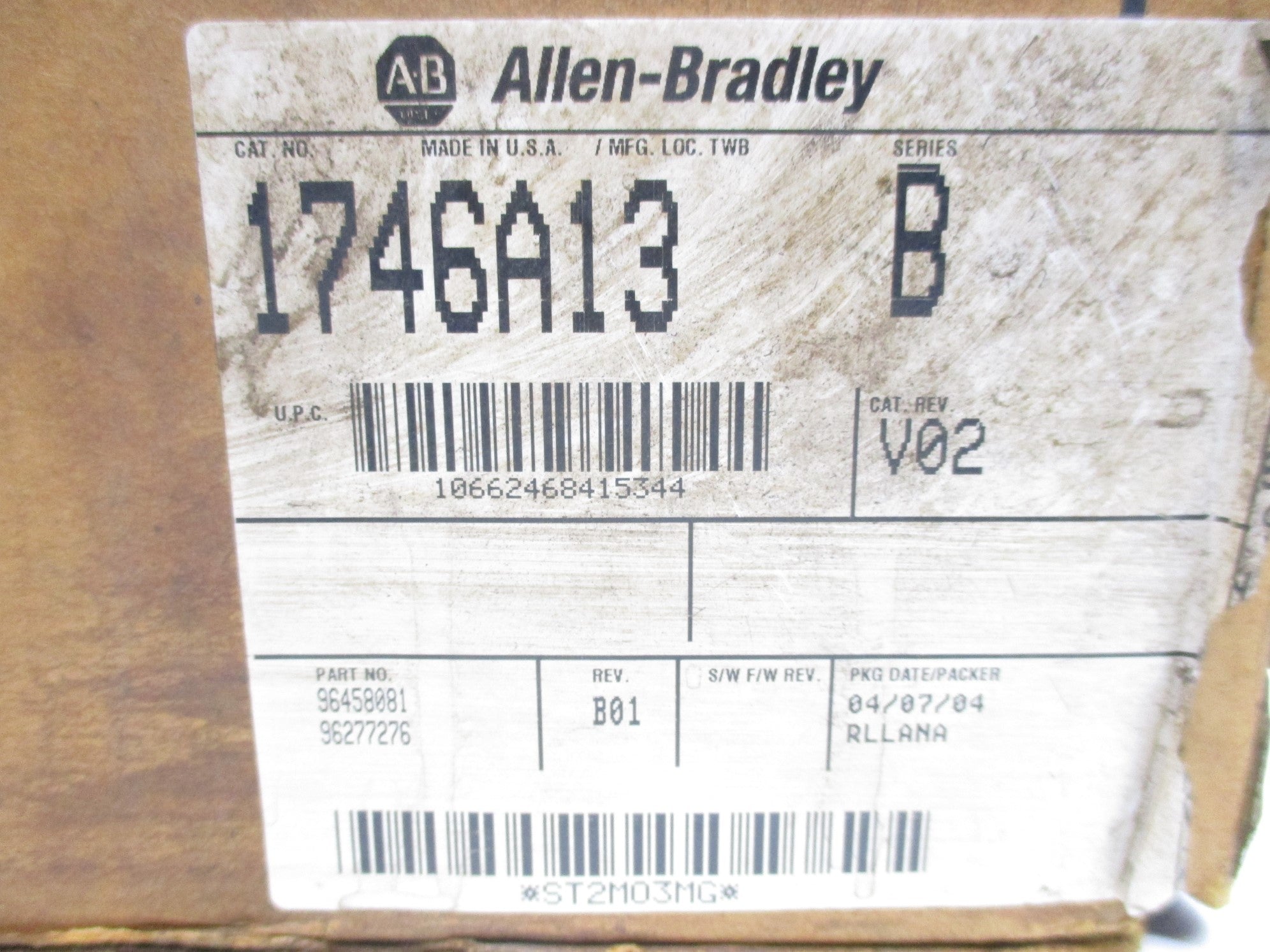 ALLEN BRADLEY 1746-A13 SER. B NSMP
