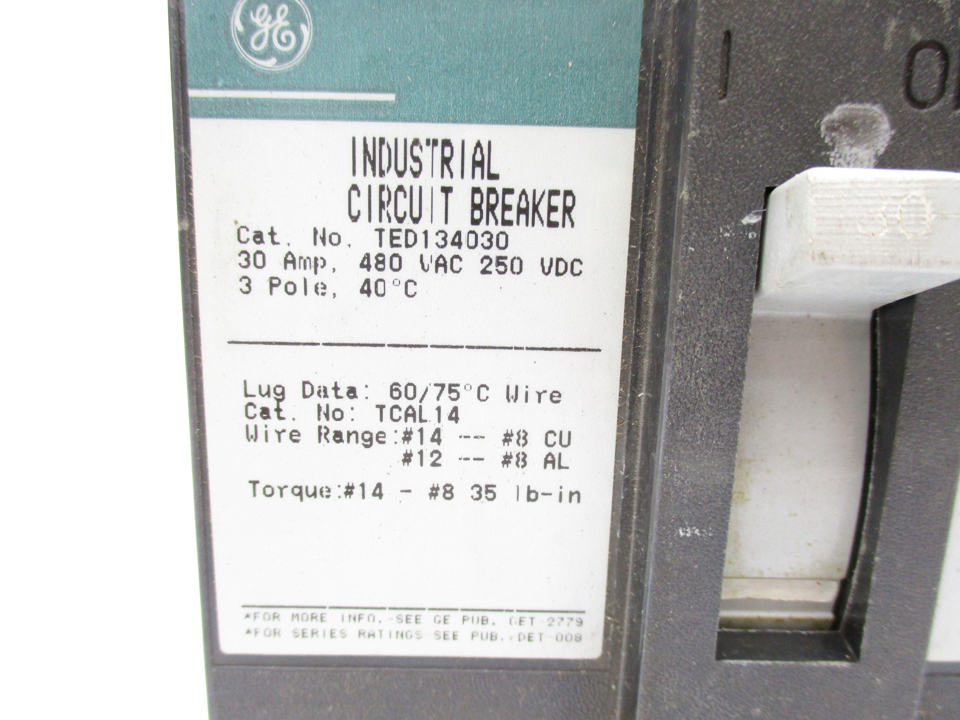 GENERAL ELECTRIC TED134030 480VAC 30A  UNMP