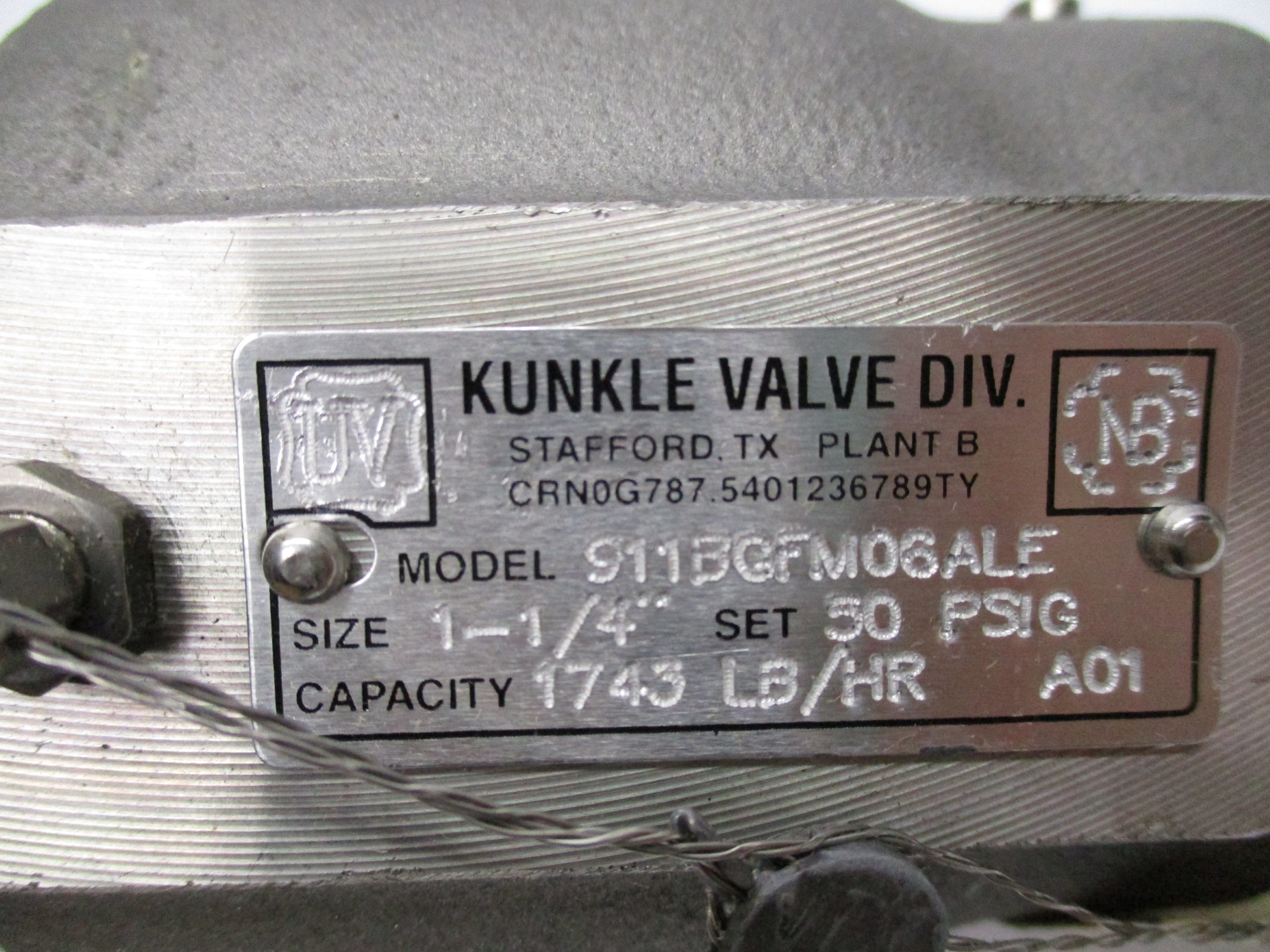 KUNKLE 911BGFM06ALE 50PSI 1-1/4" NSNP