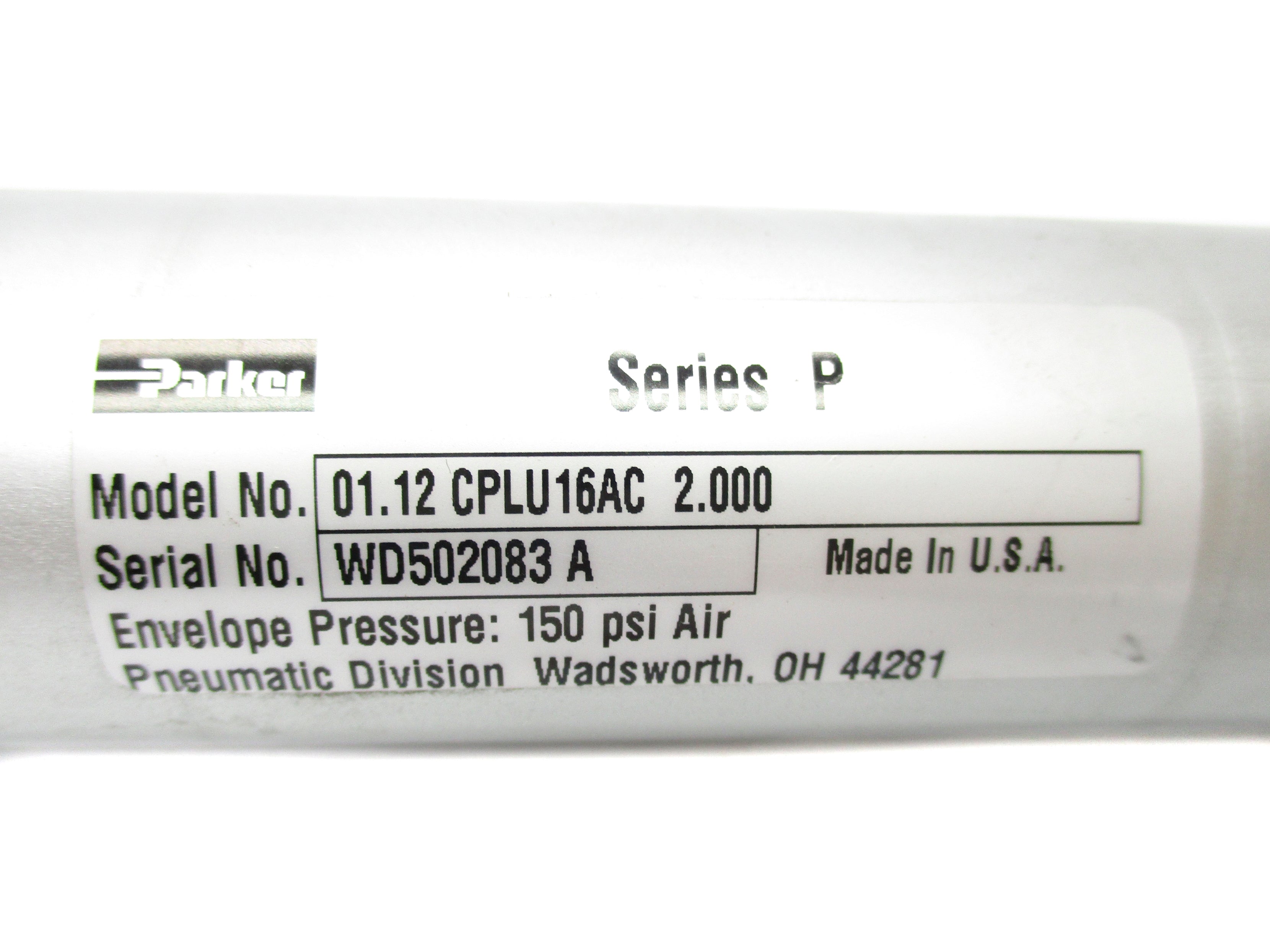 PARKER 01.12CPLU16AC2.000 SER. P 150PSI NSNP