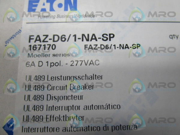 EATON FAZ-D6/1-NA-SP CIRCUIT BREAKER  NSMP