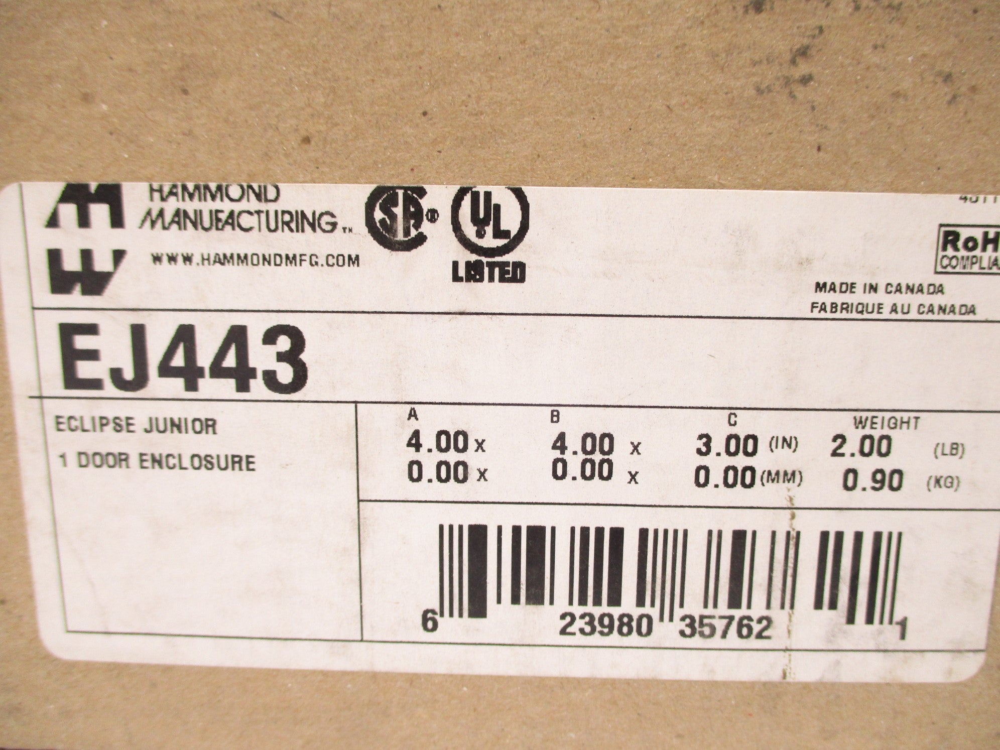 HAMMOND MANUFACTURING EJ443 NSMP