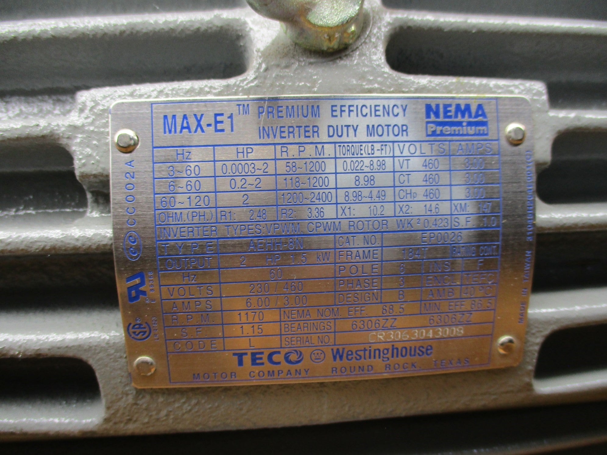 TECO WESTINGHOUSE AEHH-8N EP0026 NSMP