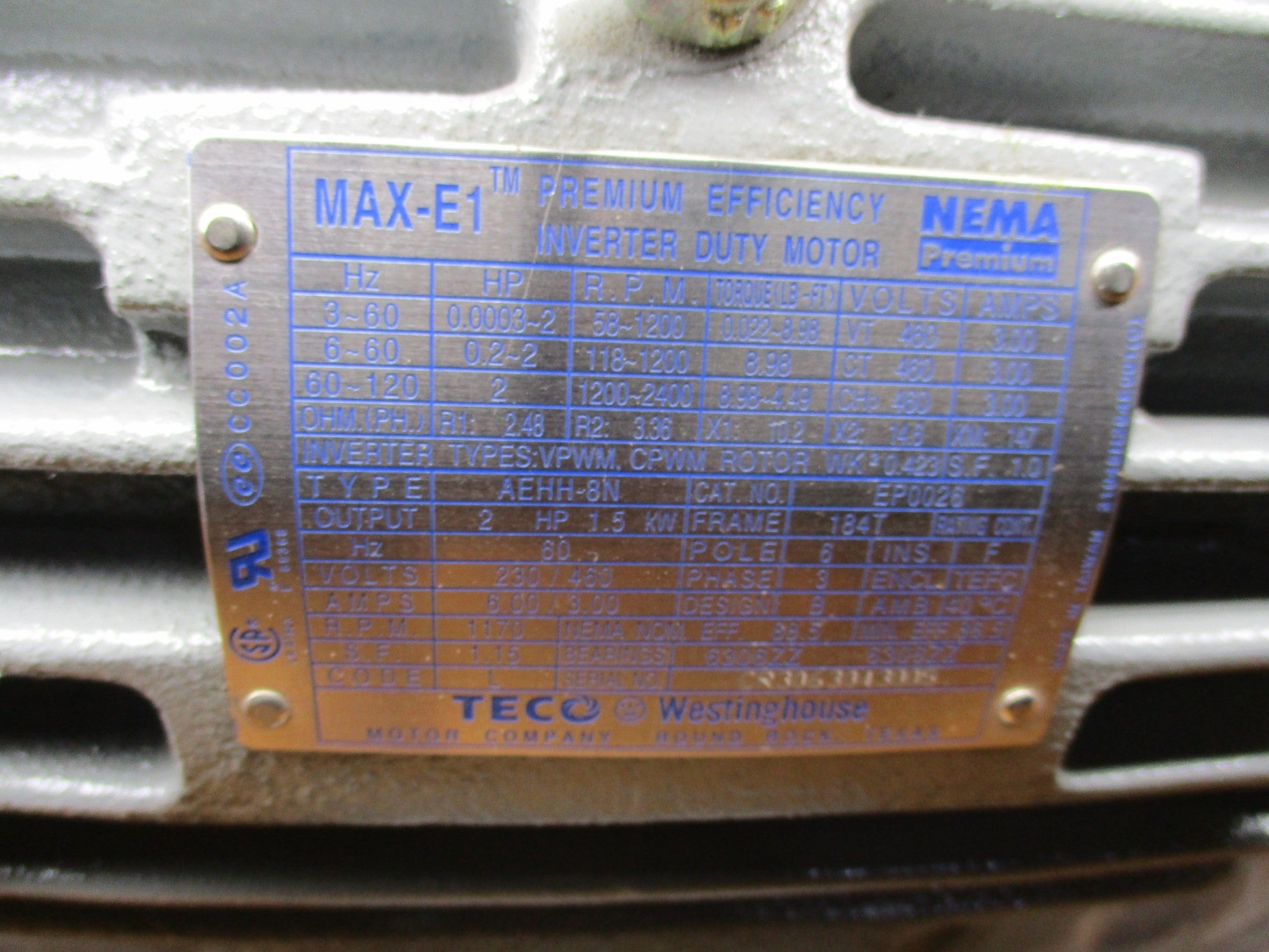 TECO WESTINGHOUSE AEHH-8N EP0026 NSMP