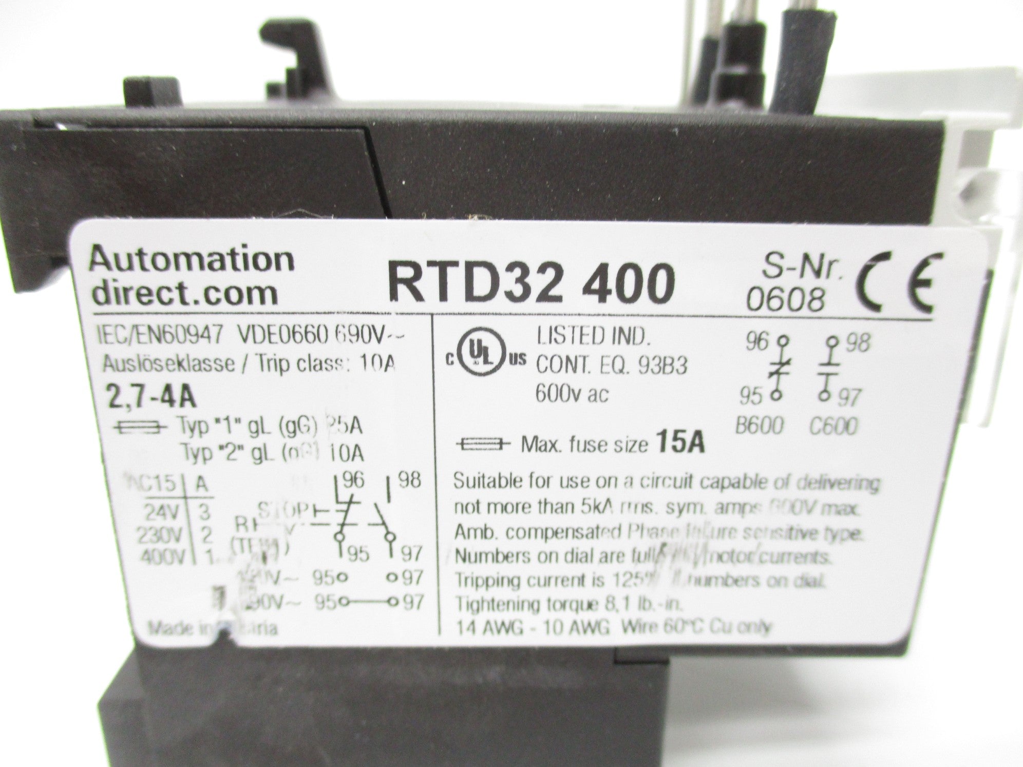 AUTOMATION DIRECT RTD32400 600VAC 2.7-4A NSMP