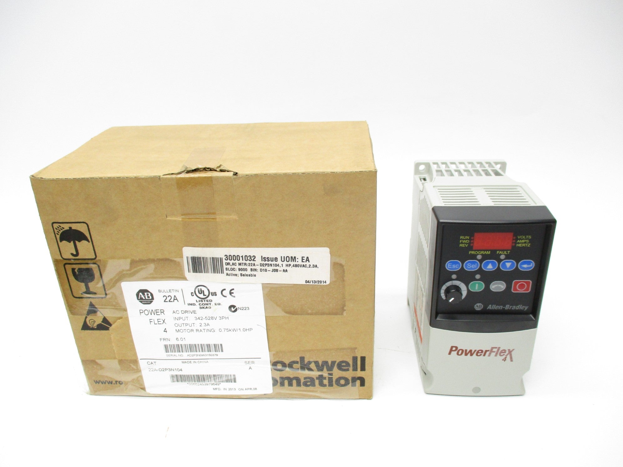 ALLEN BRADLEY 22A-D2P3N104 SER. A F/W 6.01 342-528VAC 3.2A NSMP