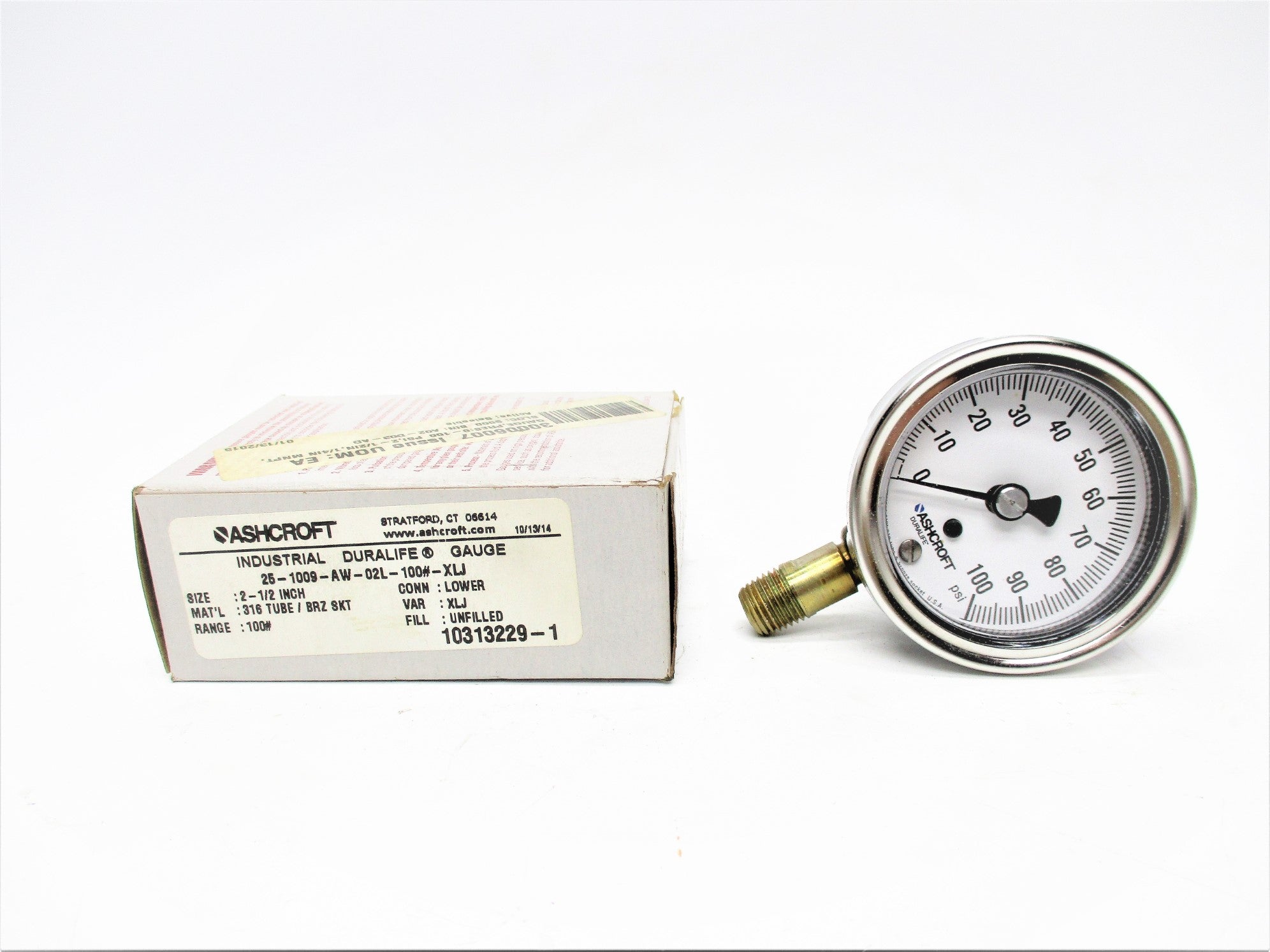ASHCROFT 25-1009-AW-02L-100#-XLJ 100PSI 2-1/2" NSMP