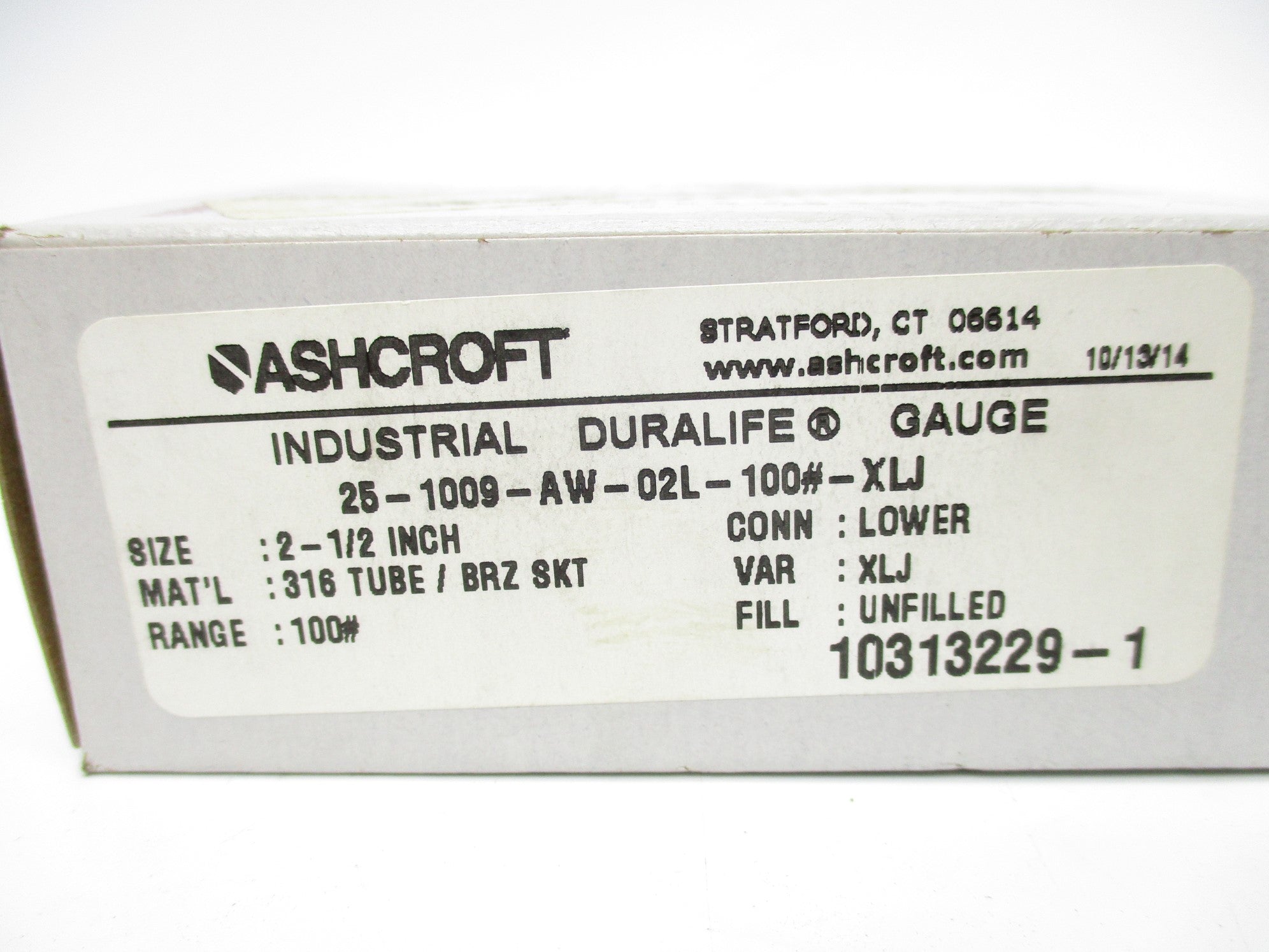 ASHCROFT 25-1009-AW-02L-100#-XLJ 100PSI 2-1/2" NSMP
