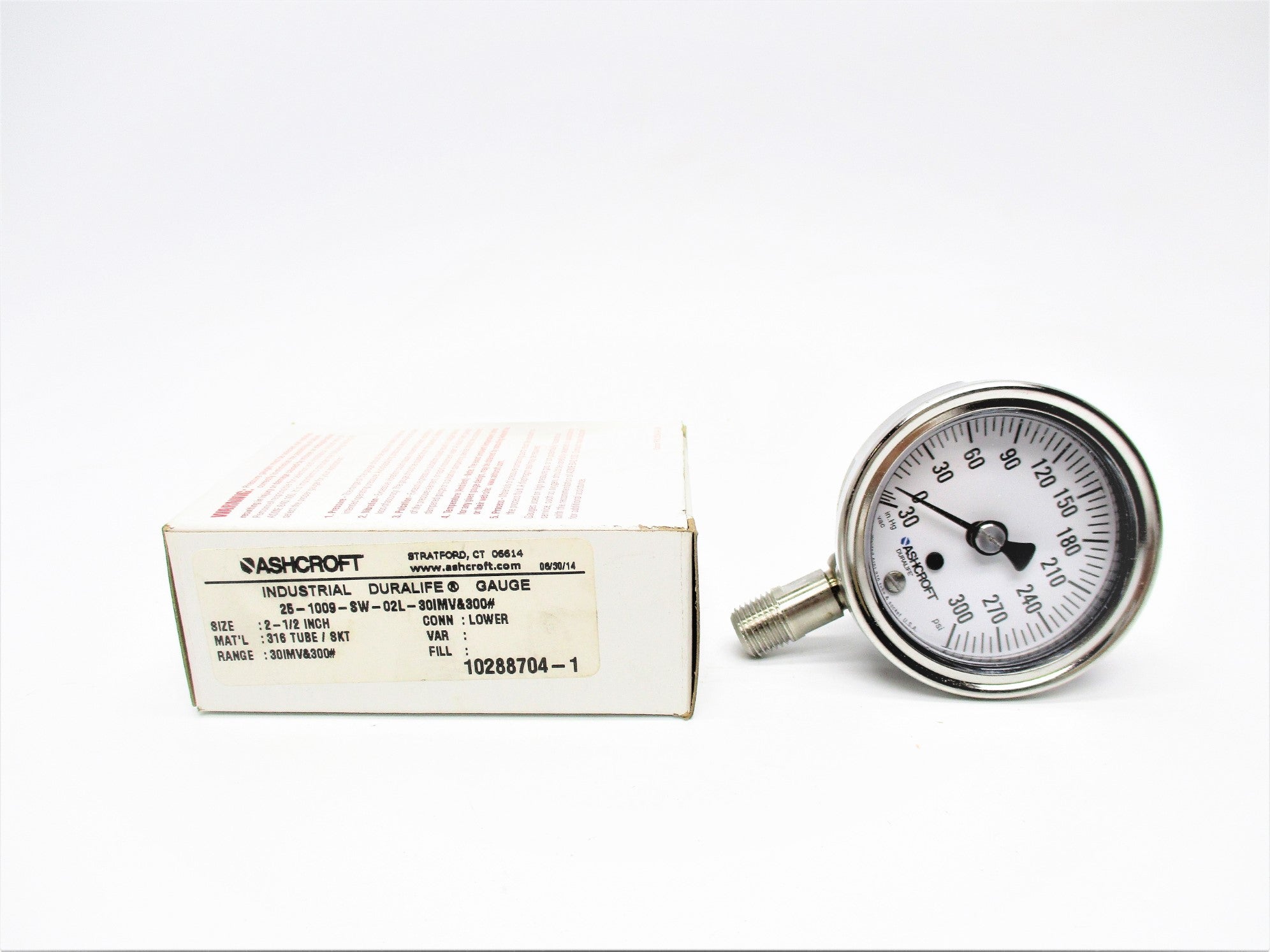 ASHCROFT 25-1009-SW-02L-30IMV&300# 0-300PSI 2-1/2" NSMP