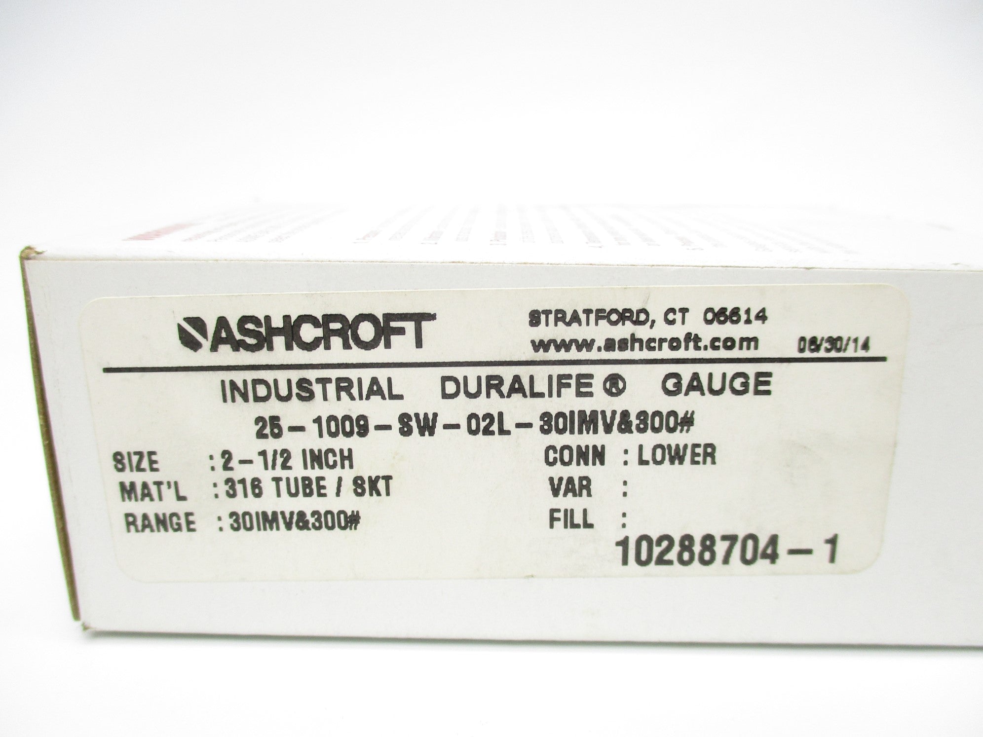 ASHCROFT 25-1009-SW-02L-30IMV&300# 0-300PSI 2-1/2" NSMP