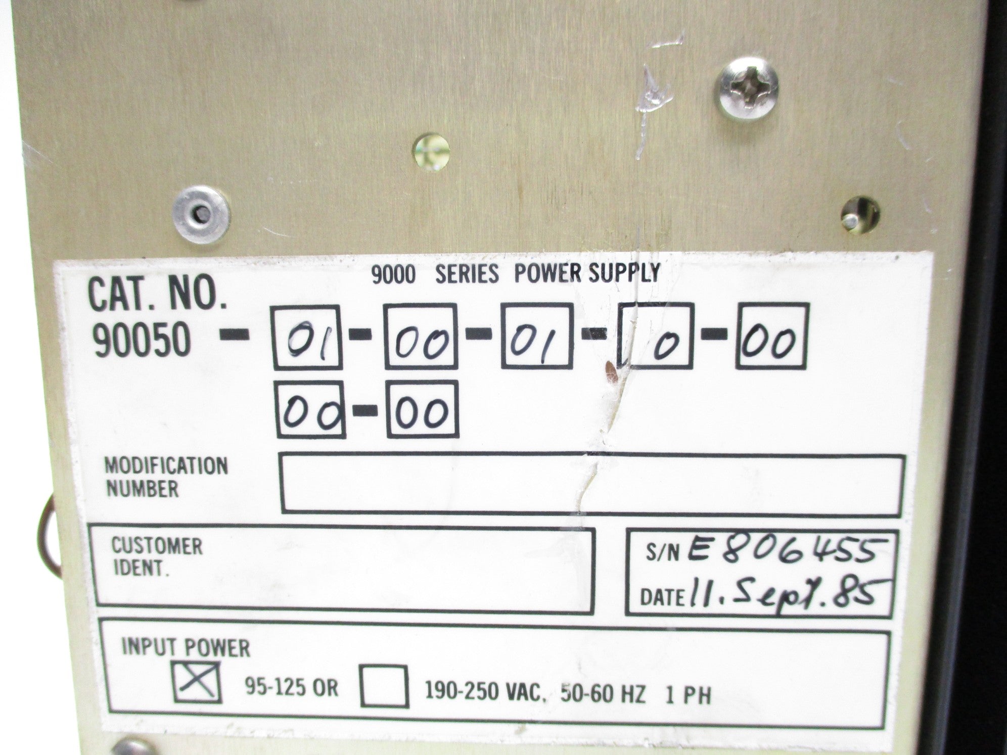POWER SUPPLY 90050-01-00-01-0-00-00-00 95-125VAC UNMP