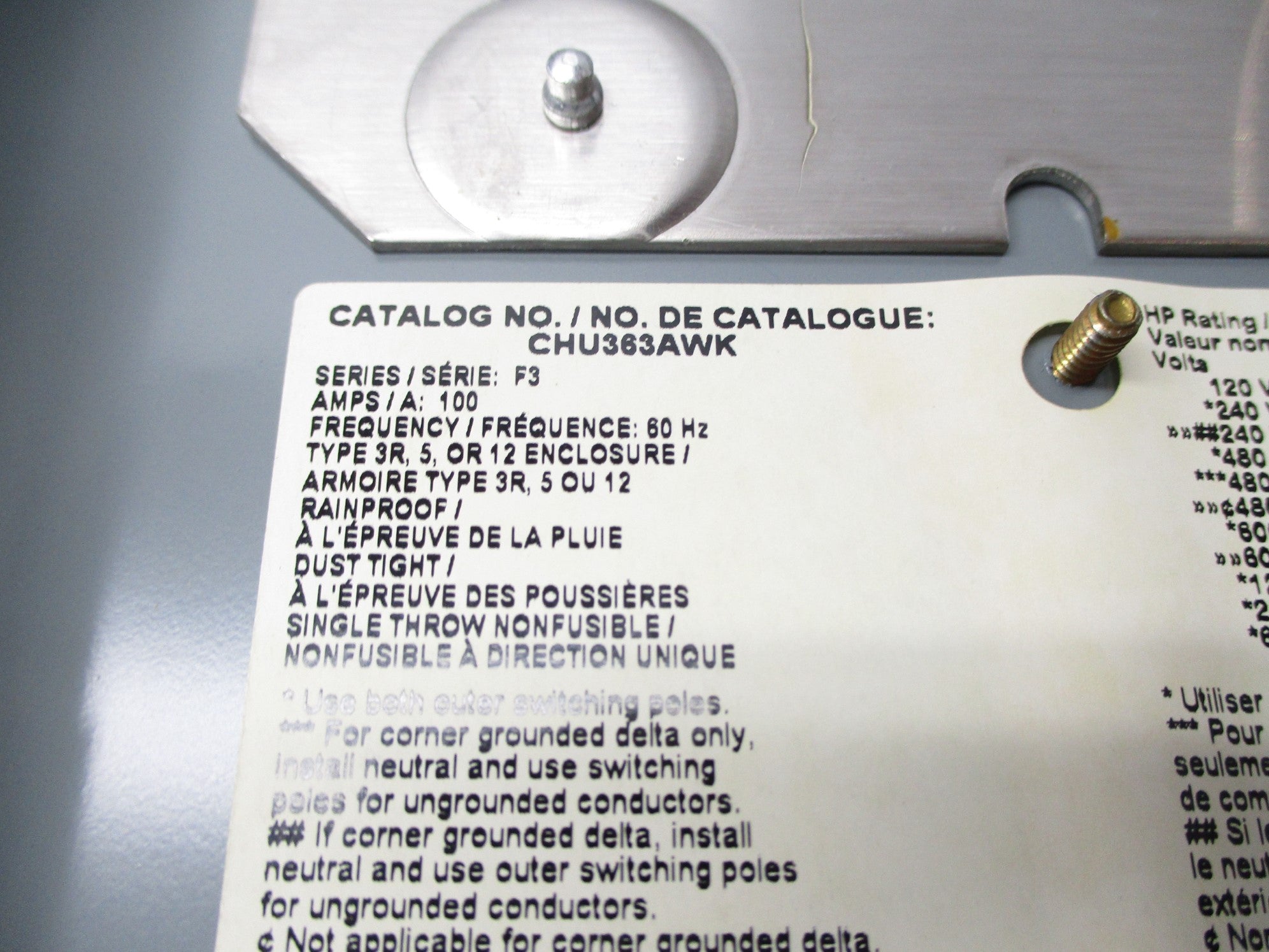 SQUARE D CHU363AWK SER. F3 600VAC 100A NSMP