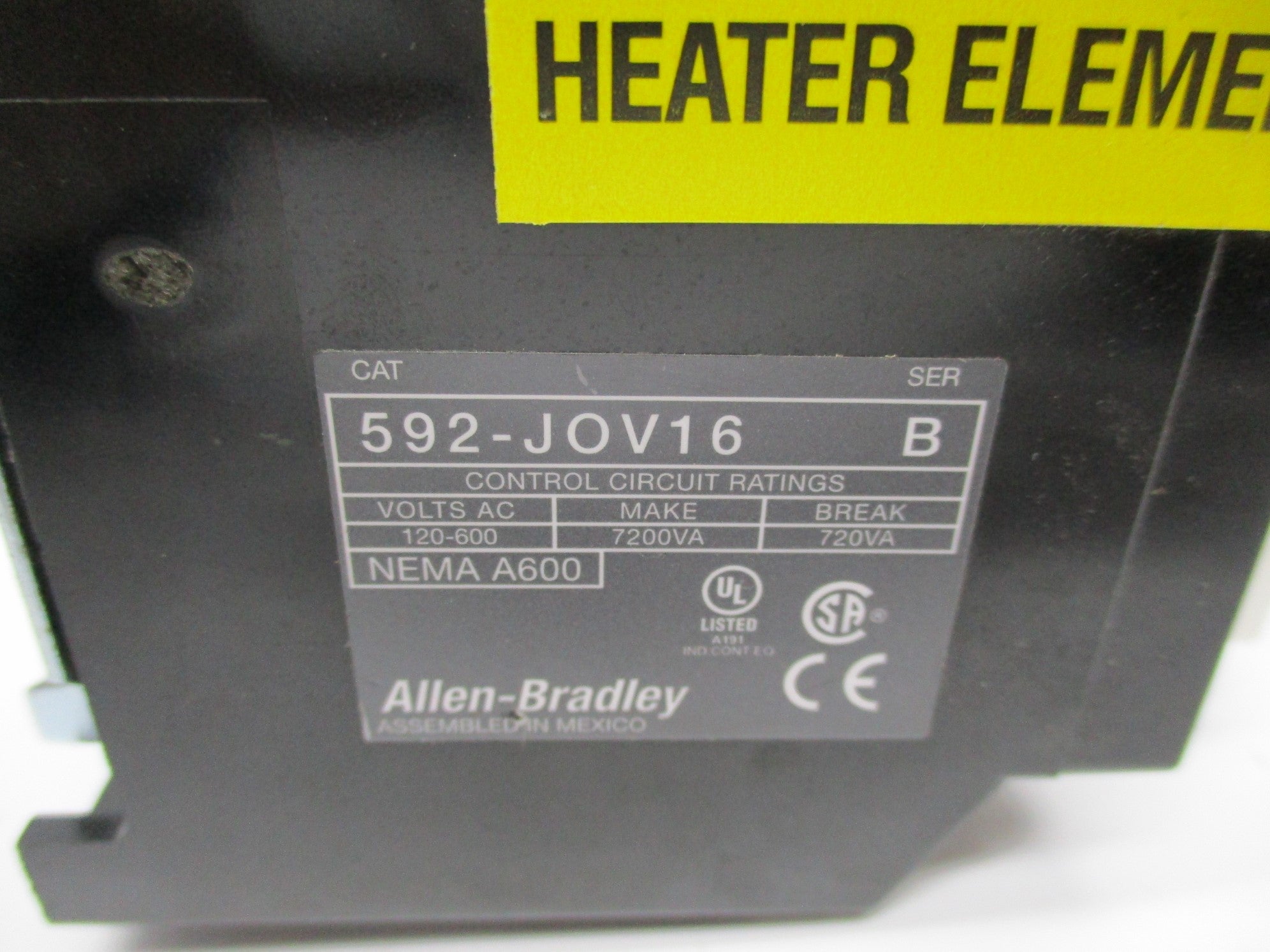 INDUSTRIAL SPARE PART 592-JOV16 SER. B 120/600VAC NSNP
