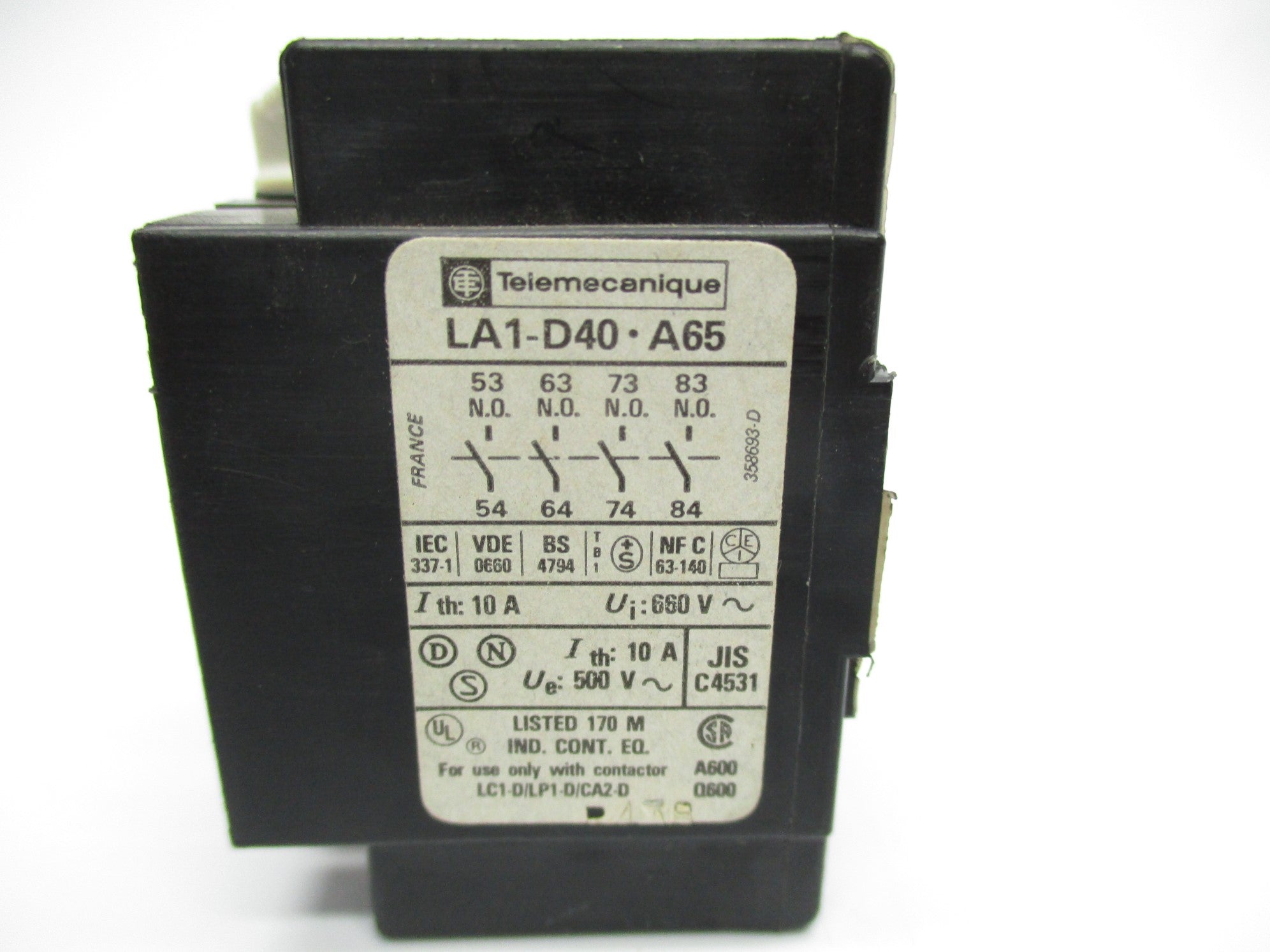 TELEMECANIQUE LA1-D40-A65 660V 10A NSNP