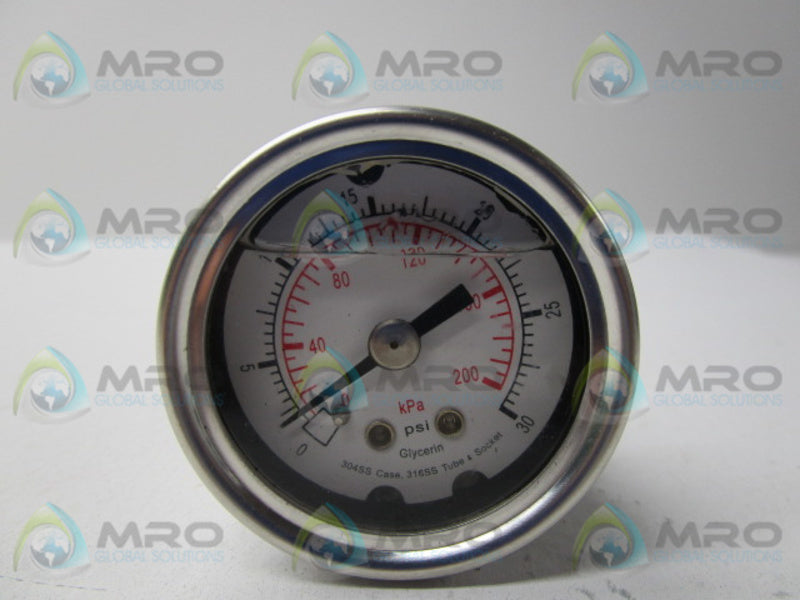 GRAINGER 4CFL3 PRESSURE GAUGE 0-30PSI  NSMP
