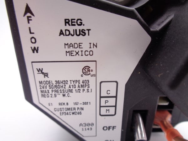 VALVE 36H32 24V .410A 1/2PSI NSMP