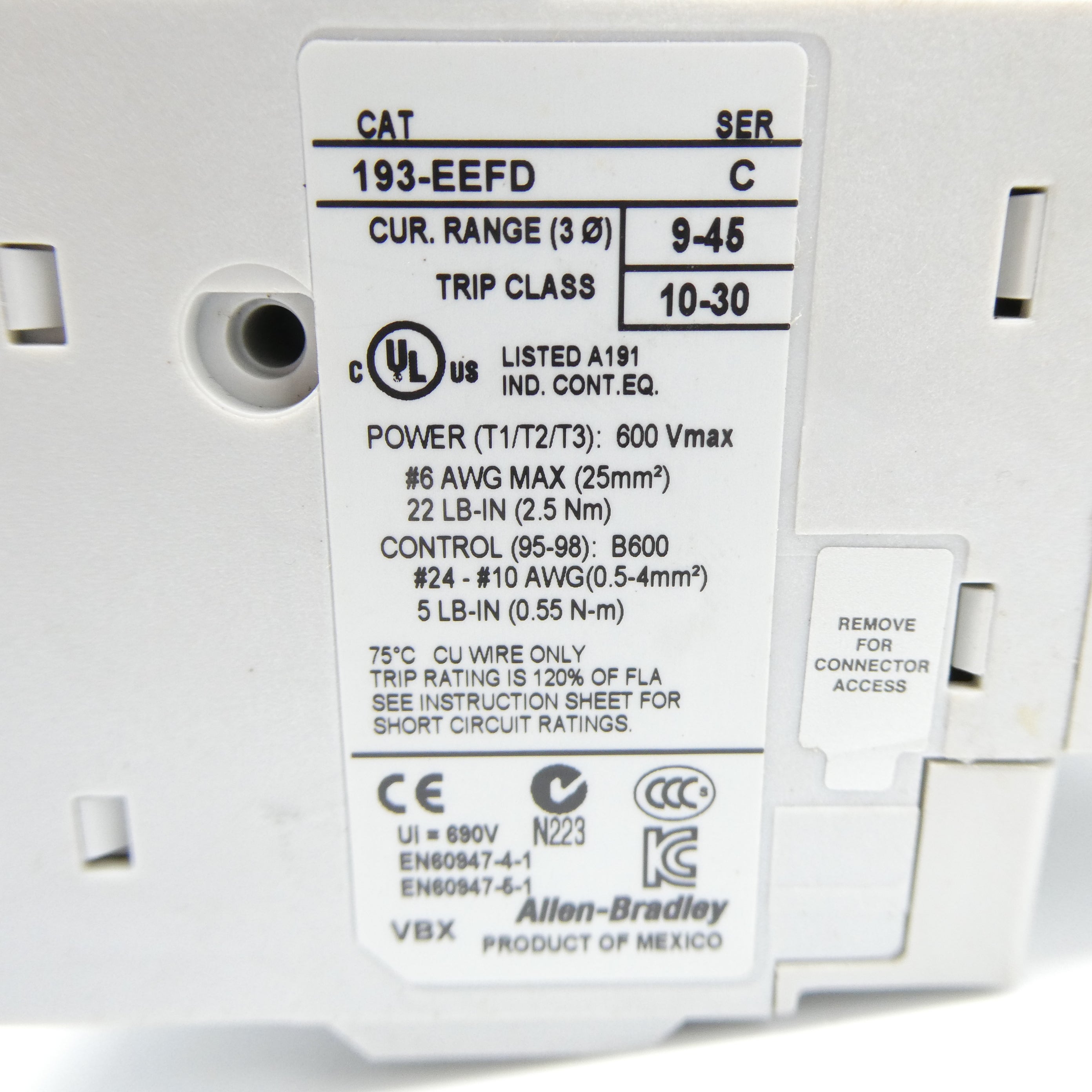 ALLEN BRADLEY 193-EEFD SER. C 9-45A NSNP
