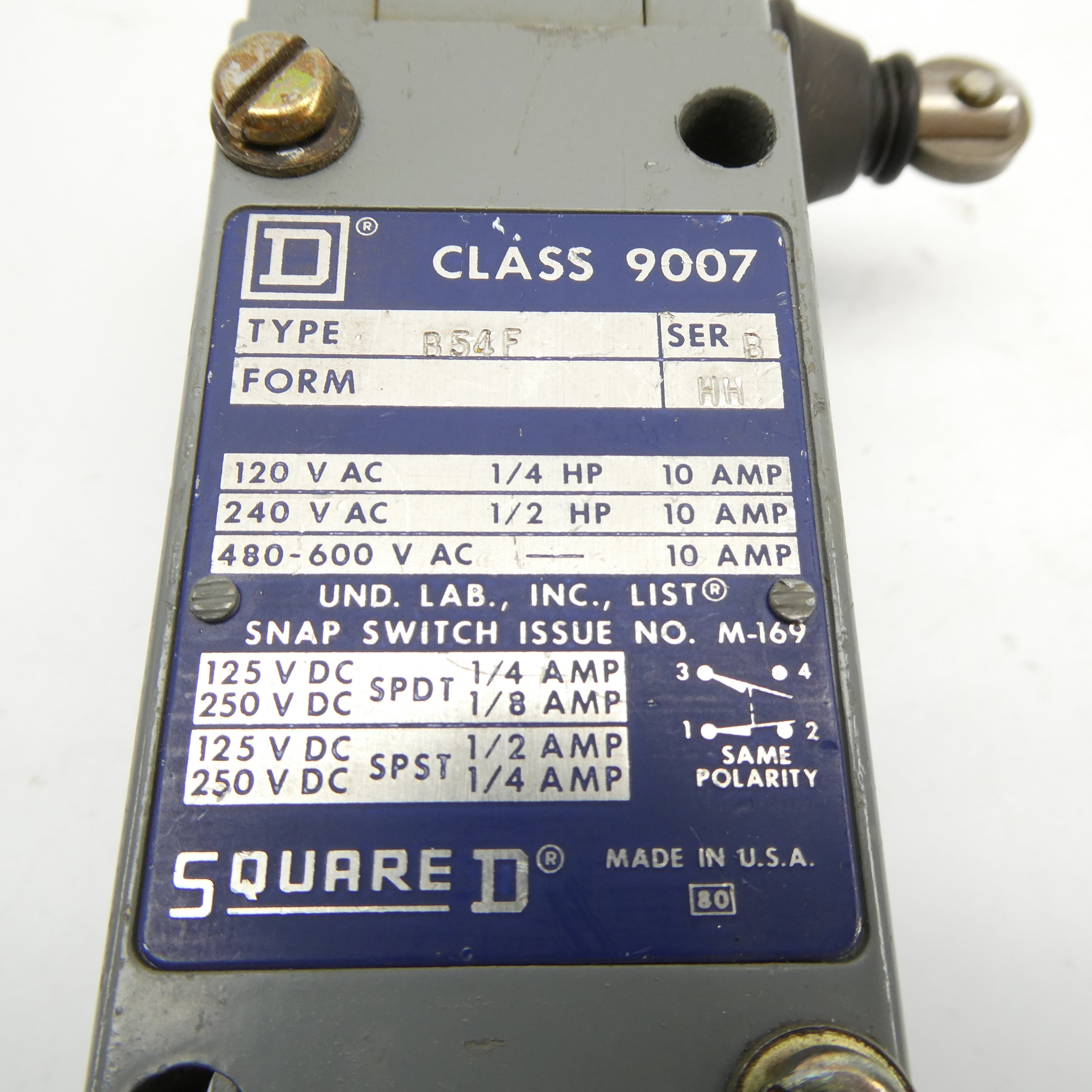 SQUARE D 9007B54F SER.B 480-600VAC 10 NSNP