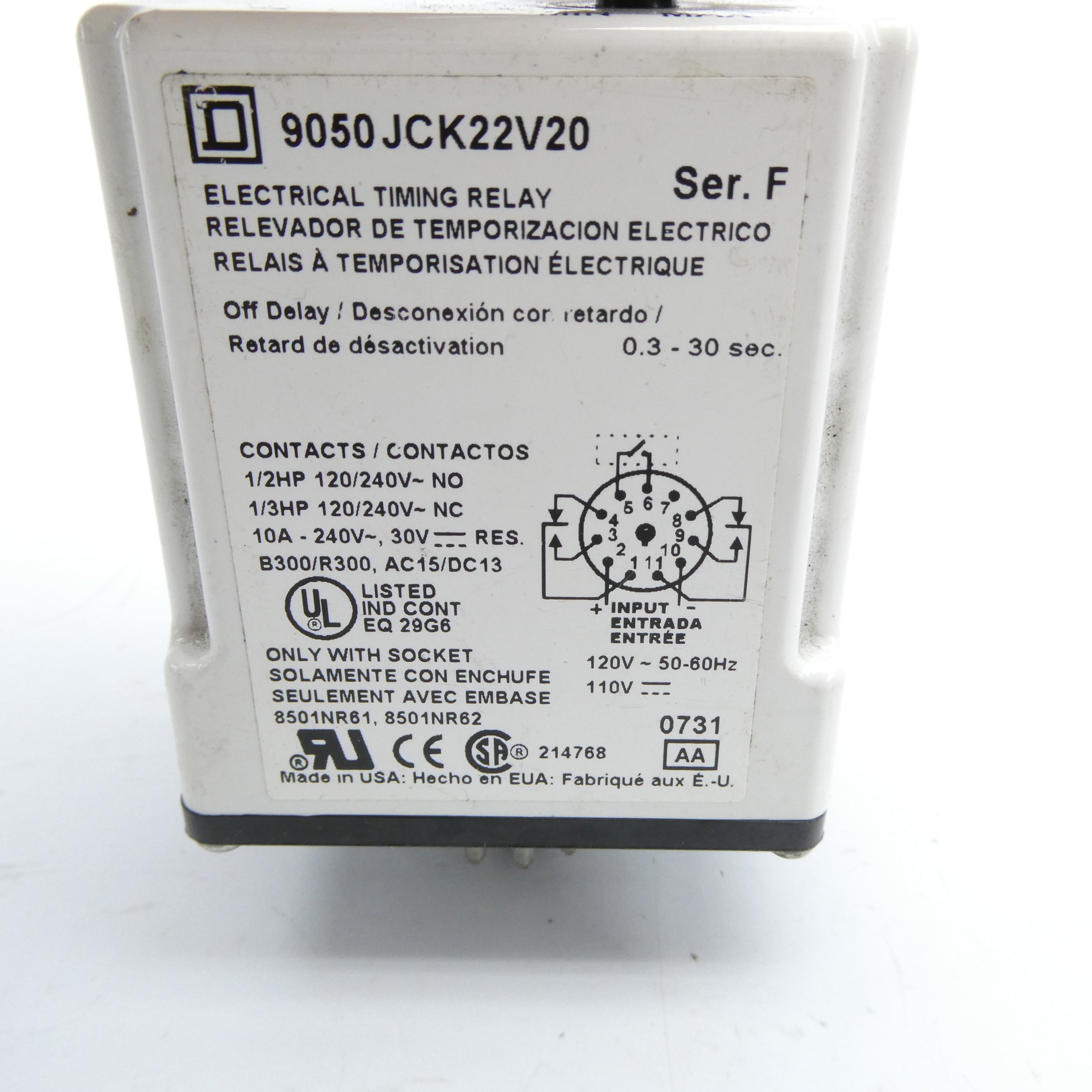SQUARE D 9050JCK22V20 SER. F 120/240V NSNP