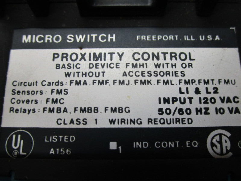 MICROSWITCH FMBA PROXIMITY CONTROL 120VAC (AS PICTURED)  UNMP
