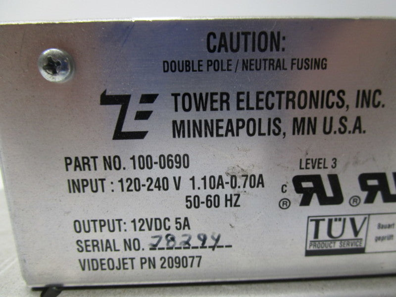 TOWER ELECTRONICS 100-0690 POWER SUPPLY  UNMP