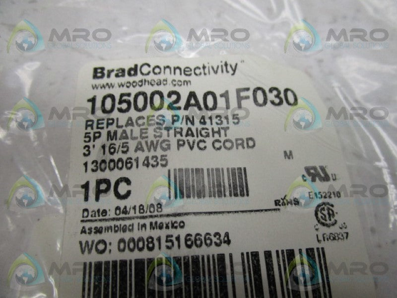 DANIEL WOODHEAD 41315 CORDSET CONNECTOR  NSNP