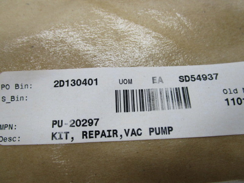 INDUSTRIAL MRO PU-20297 VACUUM PUMP REPAIR KIT * NEW IN ORIGINAL PACKAGE *